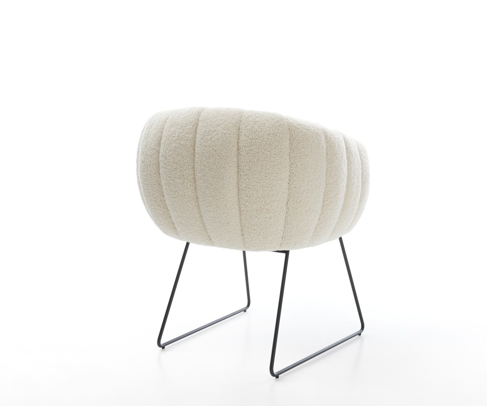 Esszimmerstuhl Jada-Flex Teddystoff Beige Kufengestell Schwarz Taschenfederkern 5