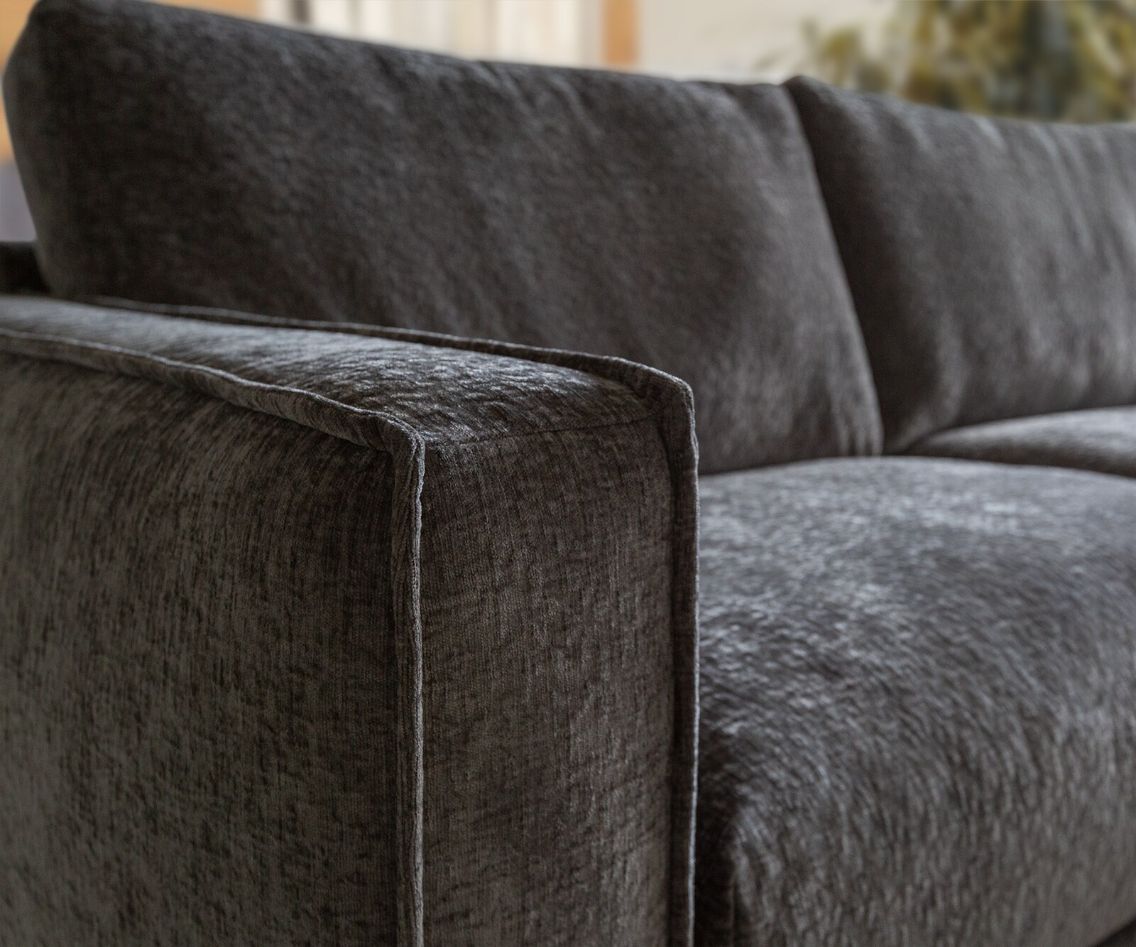 Ecksofa Sottil 290 x 165cm Chenille Grau Recamiere rechts 3