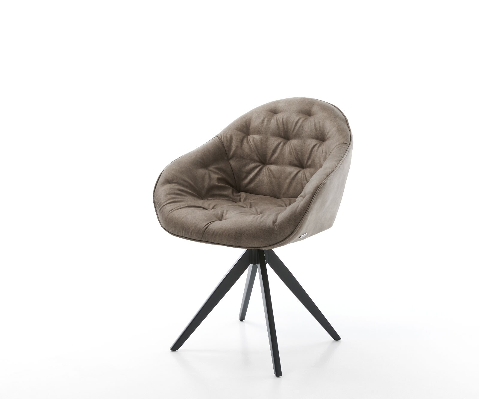 Drehstuhl Gaio-Flex Taupe Vintage Kreuzgestell kantig Schwarz 180° drehbar