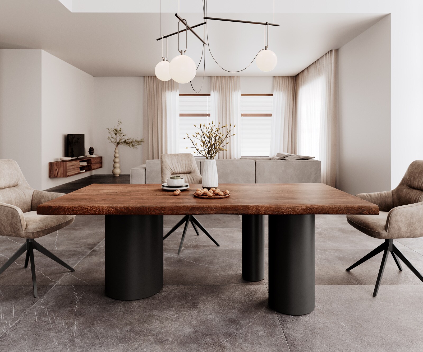 Esstisch Edge 200x100 XL Akazie Braun Troa Metall Schwarz Live-Edge 2