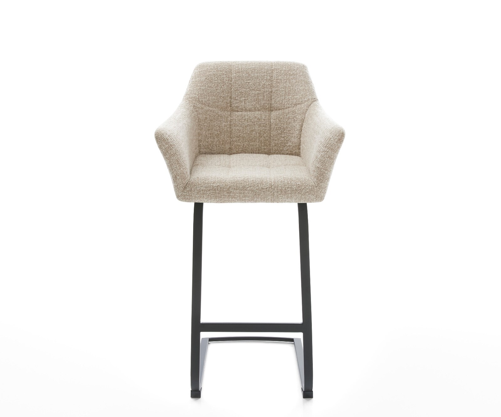 Chaise-de-bar Yulo-Flex Tissu tissé doux Beige Pied cantilever plat noir Noir 1