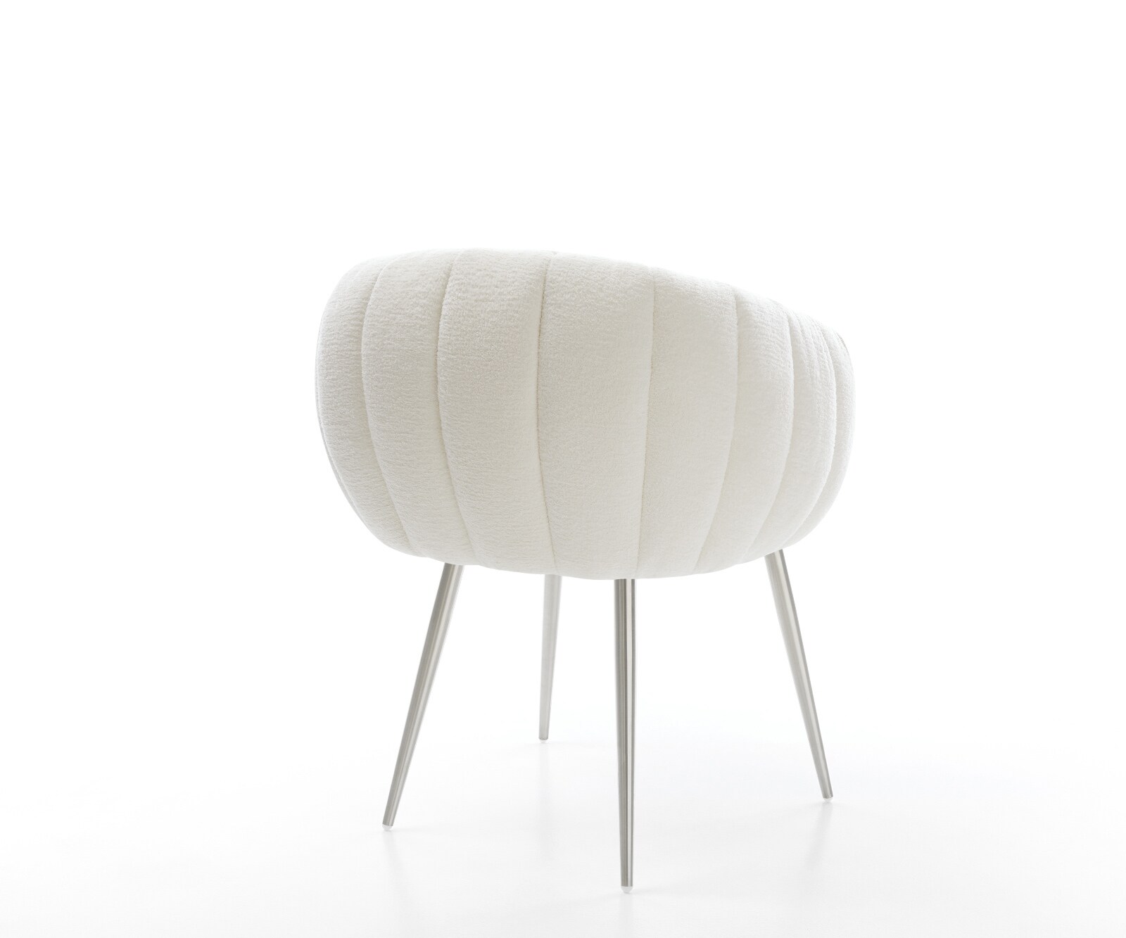 Esszimmerstuhl Jada-Flex Bouclé Soft Beige 4-Fuß konisch Edelstahl Taschenfederkern 4