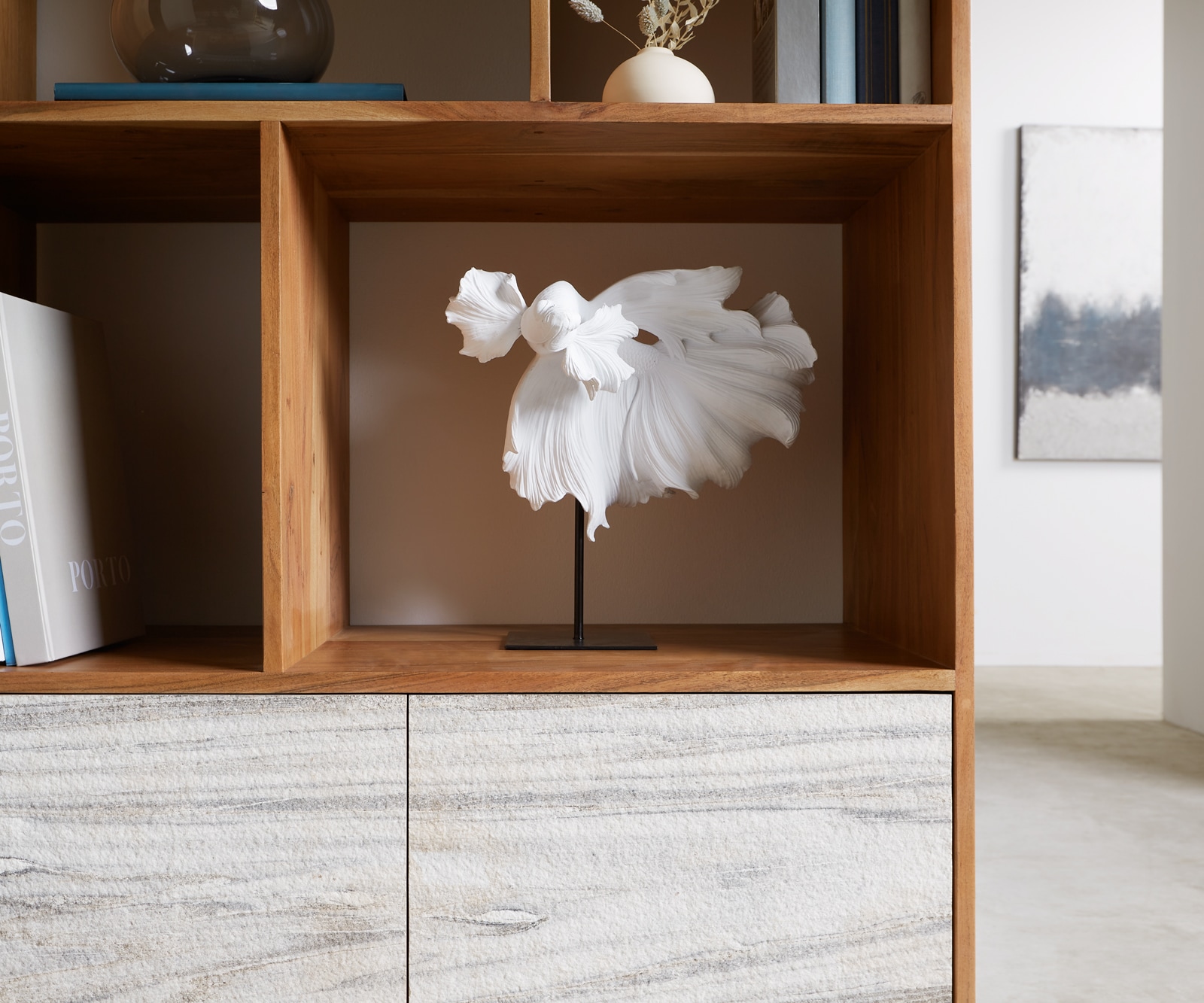 Highboard Kleo 90x130 cm Akazie Natur 2 Türen V-Fuß Edelstahl 4 Highboard Kleo 90x130 cm Akazie Natur 2 Türen V-Fuß Edelstahl 4