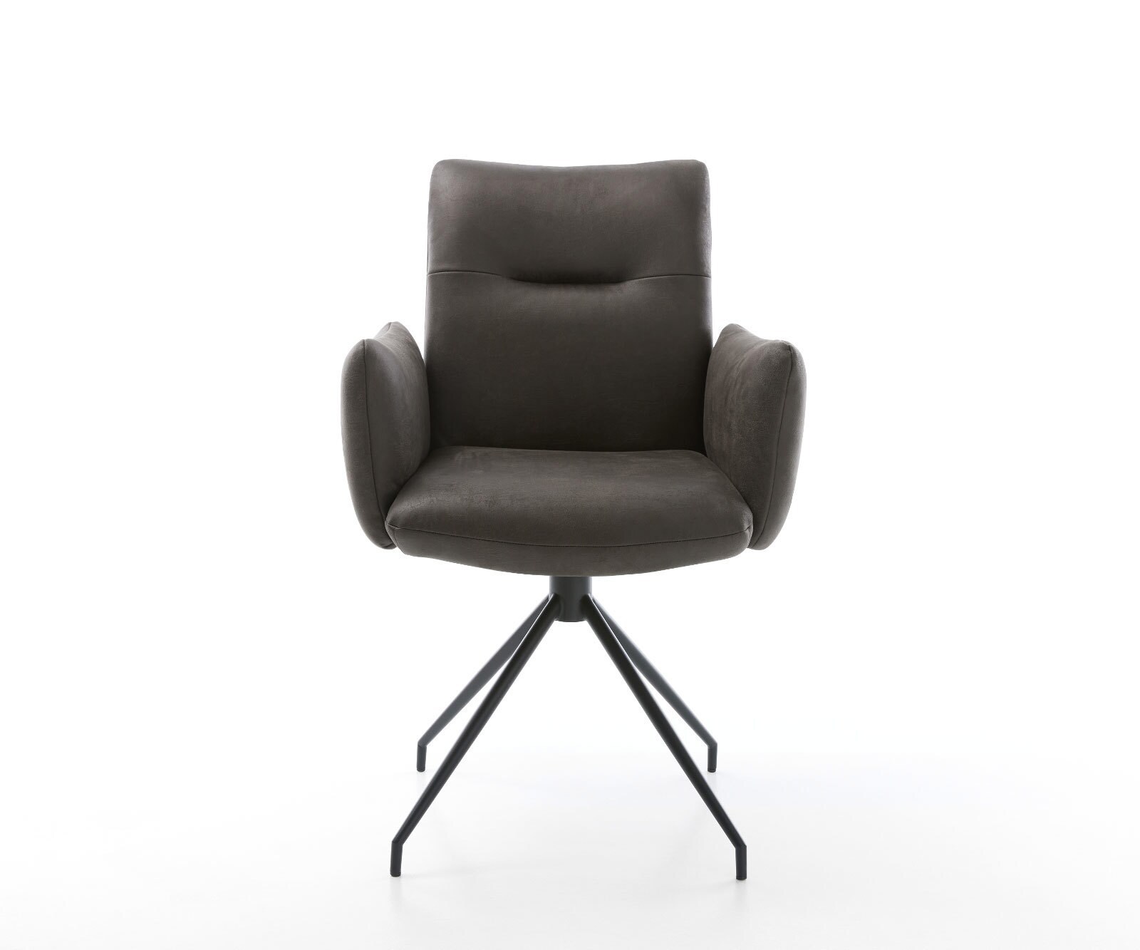 Chaise-pivotante Jova-Flex avec accoudoirs microvelours anthracite vintage pied croisé conique noir pivotement sur 180° ressorts ensachés 2