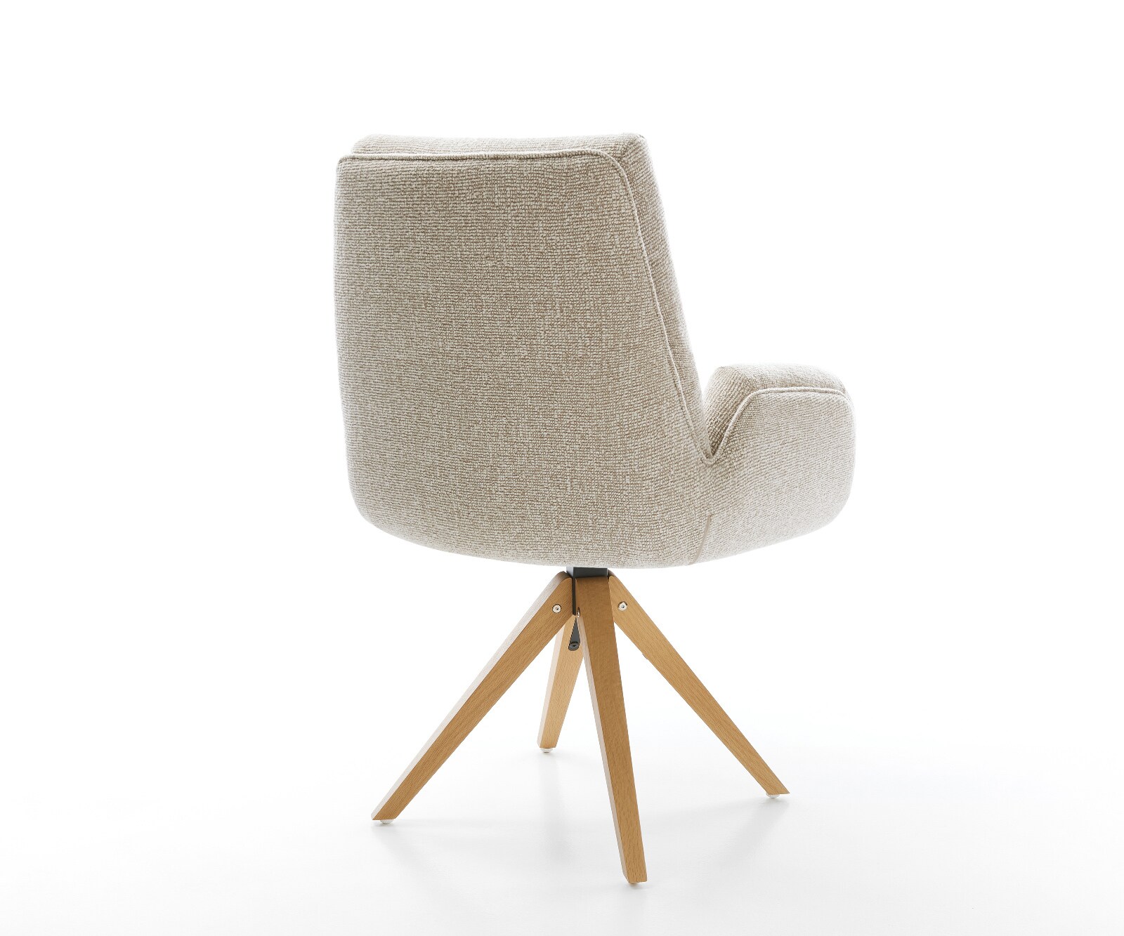 Chaise-pivotante Clea-Flex tissu tissé doux beige pied en bois angulaire naturel pivotement sur 180° 4
