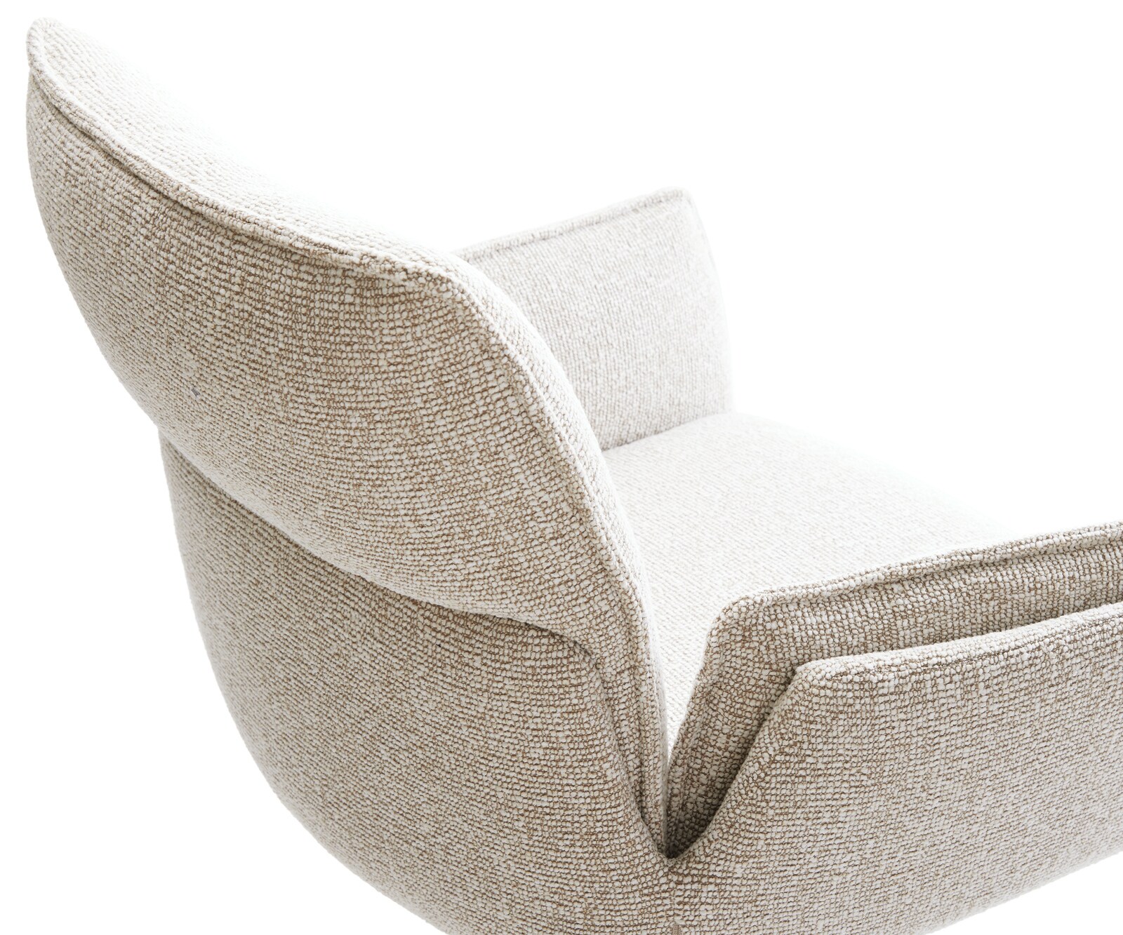 Chaise-de-salle-à-manger Nela-Flex tissu tissé doux beige pied croisé conique acier inoxydable 3