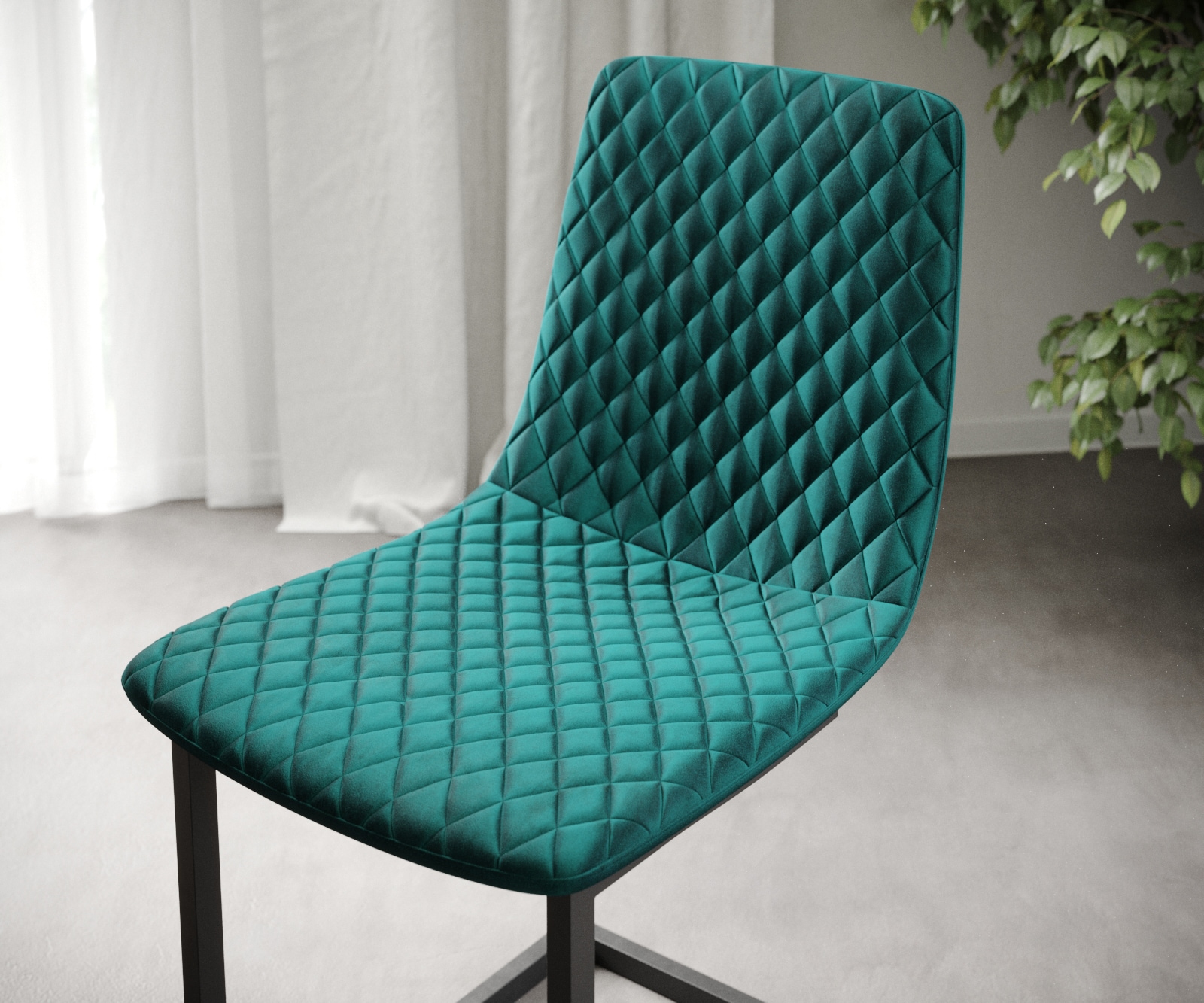 4-er-Set-Esszimmerstuhl Novi-Adesso Petrol Samt Freischwinger 3 4-er-Set-Esszimmerstuhl Novi-Adesso Petrol Samt Freischwinger 3