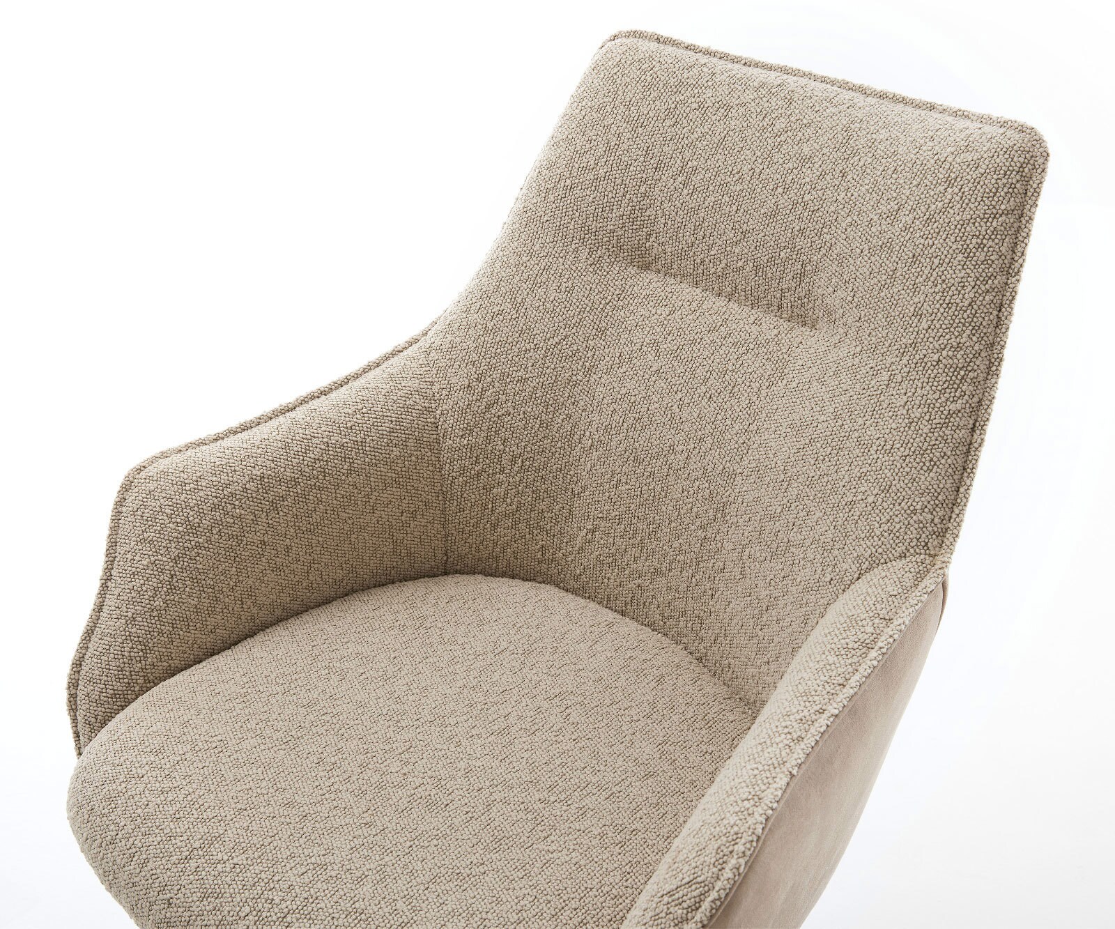 Chaise-de-salle-à-manger Alja-Flex avec accoudoirs tissu mixte couleur boue pied trapèze noir ressorts ensachés 4