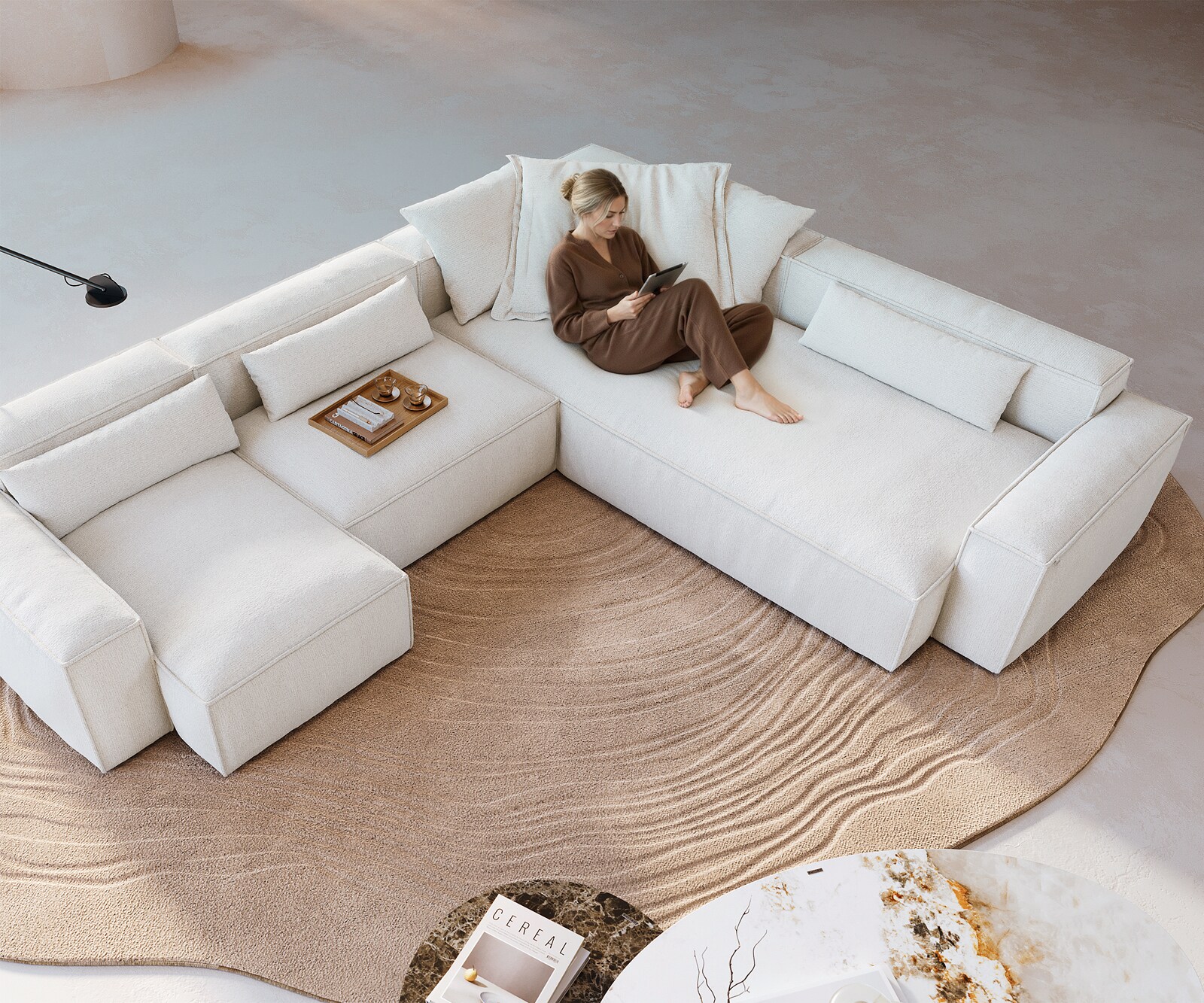 Wohnlandschaft Freestyle Cozy 360x290 cm Bouclé Soft Beige 3