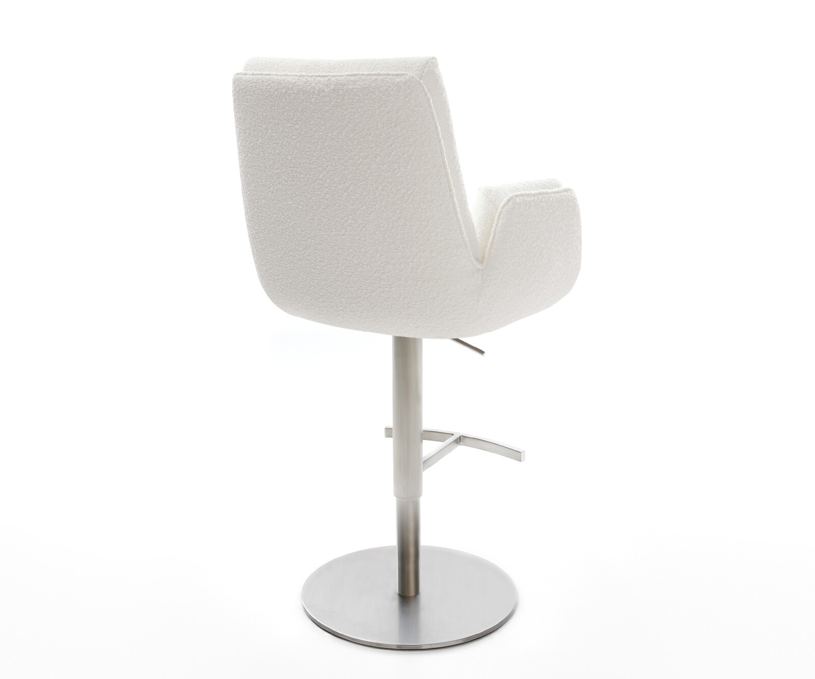 Barstuhl Clea-Flex Bouclé Creme-Weiß Drehfuß höhenverstellbar Edelstahl Silberfarben 4