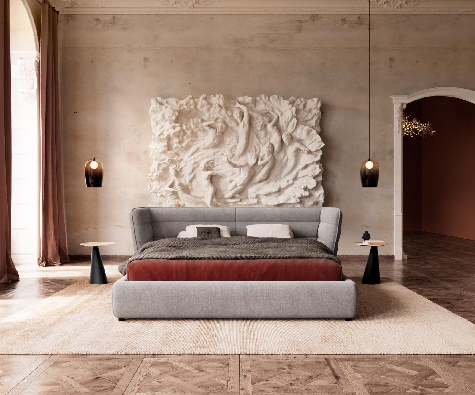 Polsterbettgestell Simea 180x200 cm Mikrofaser Grau 2