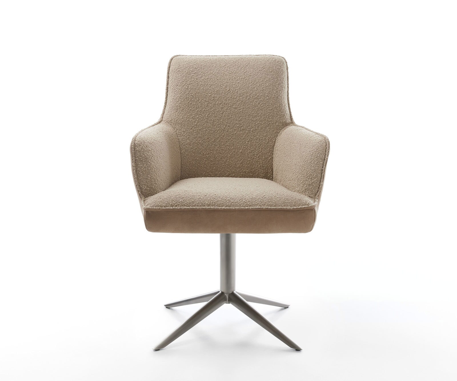 Chaise-pivotante Heira-Flex mit Armlehnen microvelours couleur boue pied de chaise 4 branches grafiete pivotement sur 360° fonction bascule ressorts ensachés 1