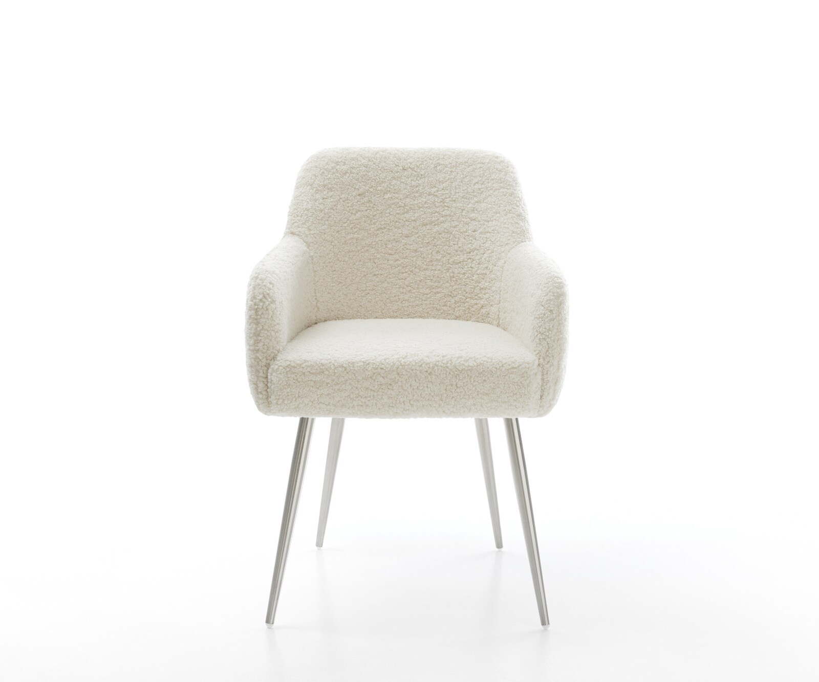 Esszimmerstuhl Greg-Flex Teddystoff Beige 4-Fuß konisch Edelstahl Taschenfederkern 1