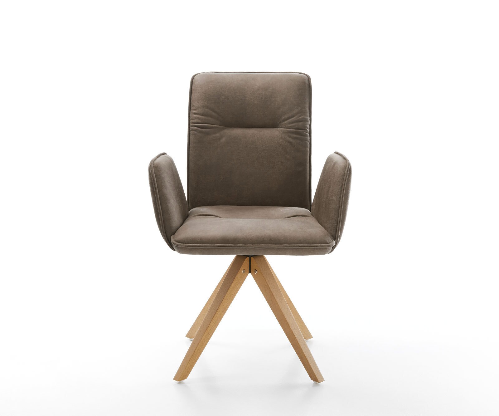 Esszimmerstuhl Vinja-Flex Mikrofaser Taupe Vintage Holzgestell kantig Natur 360° drehbar 1
