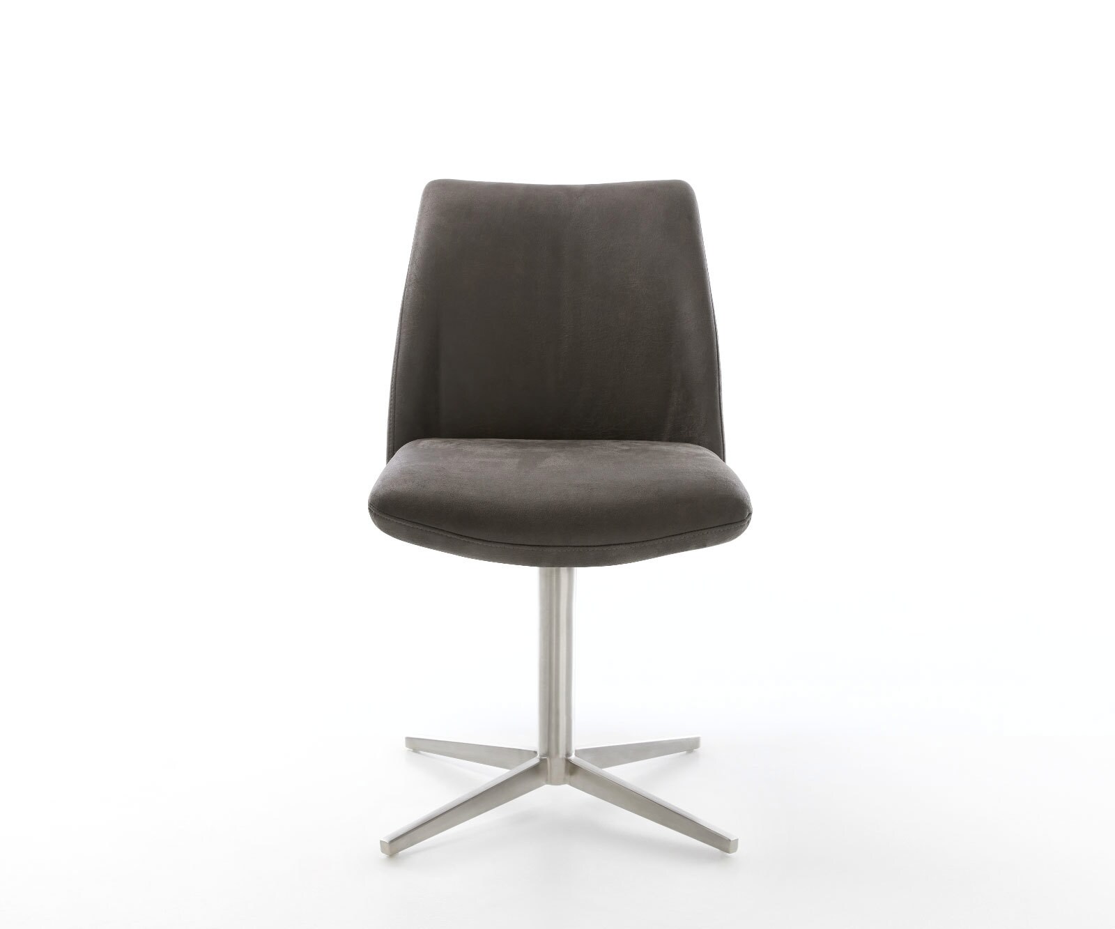 Chaise-pivotante Elso-Flex microvelours anthracite vintage pied de chaise 4 branches acier inoxydable brossé pivotement sur 360° ressorts ensachés 1