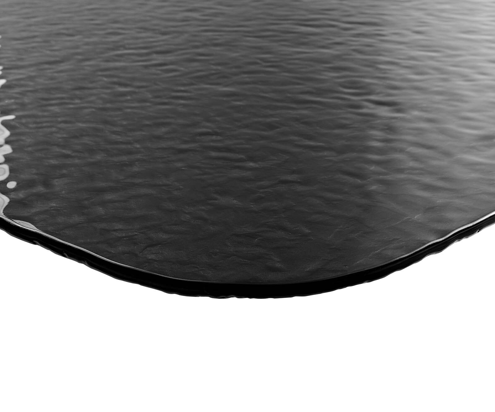 Esstisch Edge Boot 240x120 Reliefglas Rauchschwarz 3D-Design Kreuzgestell Rechteck Schwarz 5