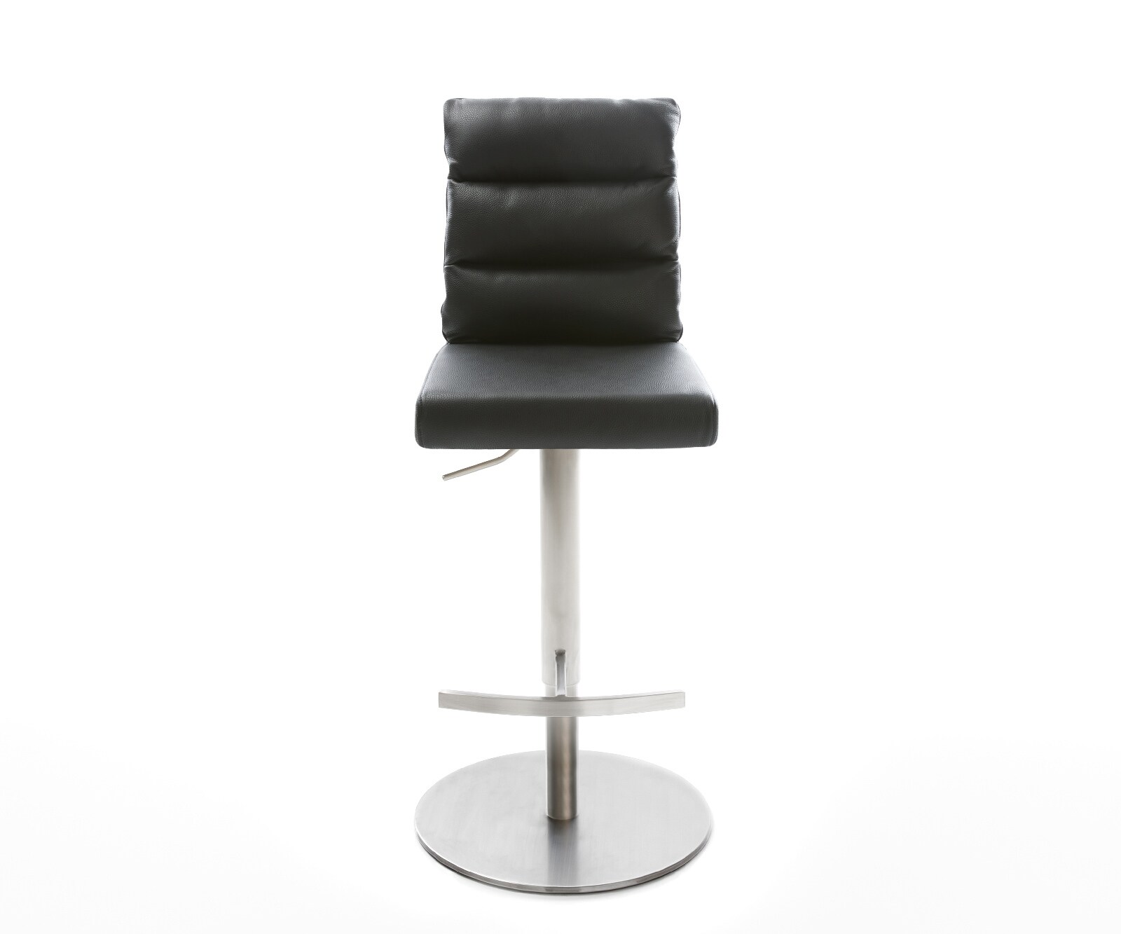 Chaise-de-bar Pela-Flex cuir véritable noir pied pivotant réglable en hauteur acier inoxydable 2