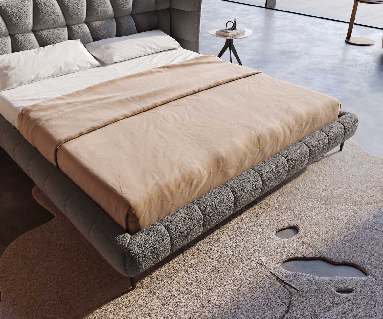 Polsterbettgestell Capujo 180x200 cm Bouclé Silbergrau 4