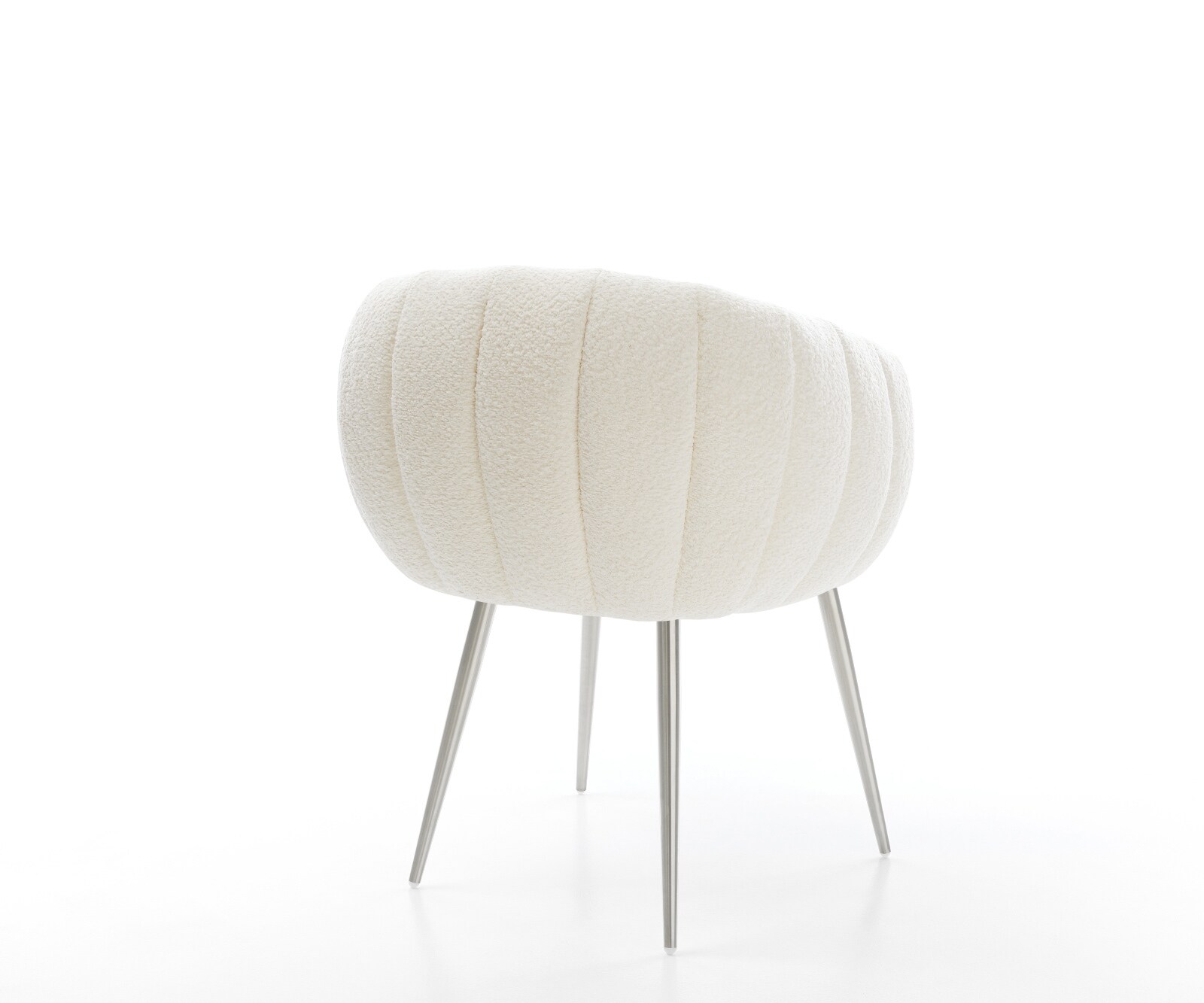 Esszimmerstuhl Jada-Flex Bouclé Weiß 4-Fuß konisch Edelstahl Taschenfederkern 4