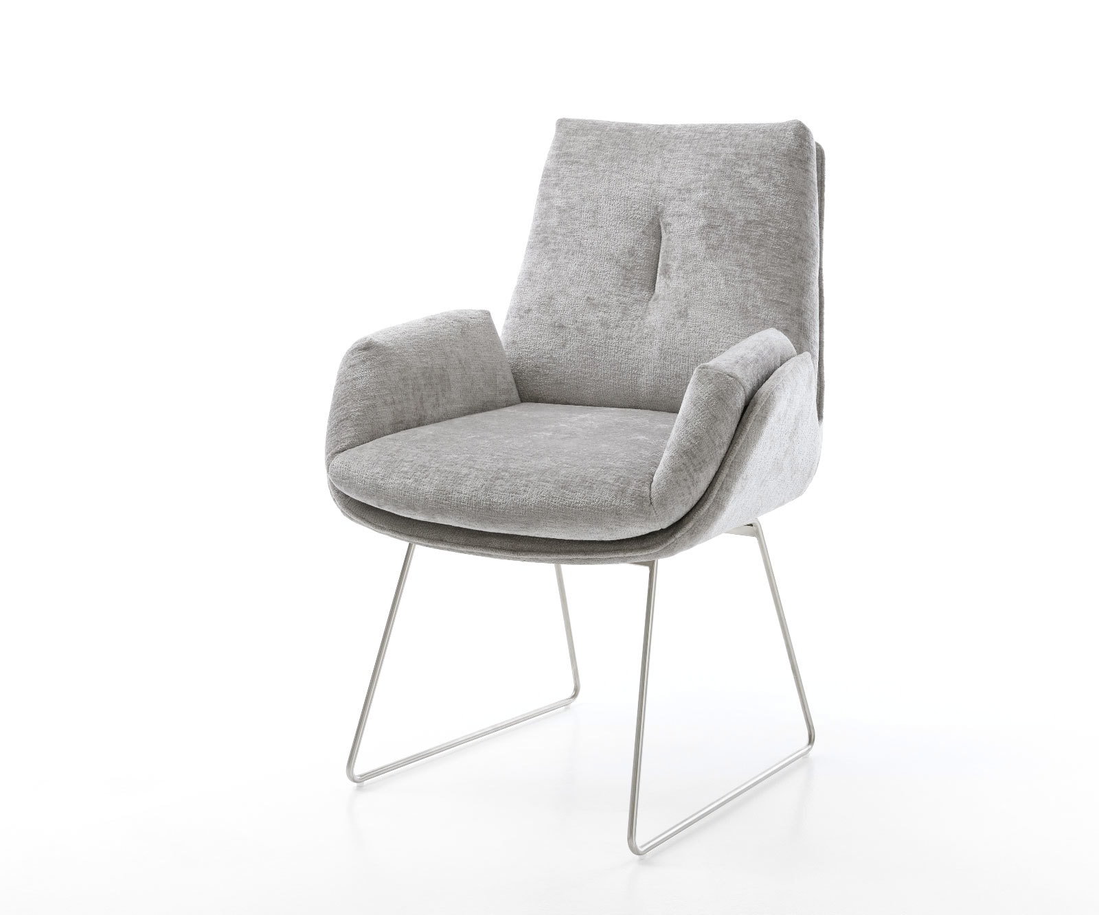 Esszimmerstuhl Clea-Flex Chenille Silbergrau Kufengestell Edelstahl Esszimmerstuhl Clea-Flex Chenille Silbergrau Kufengestell Edelstahl