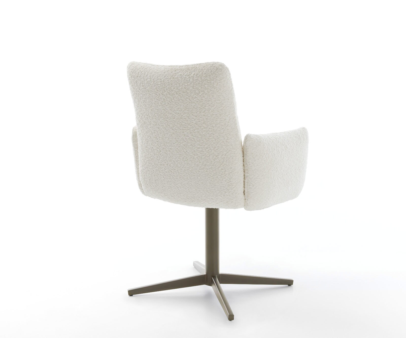 Chaise-pivotante Jova-Flex avec accoudoirs bouclé blanc pied de chaise 4 branches aspect titane pivotement sur 360° ressorts ensachés 5