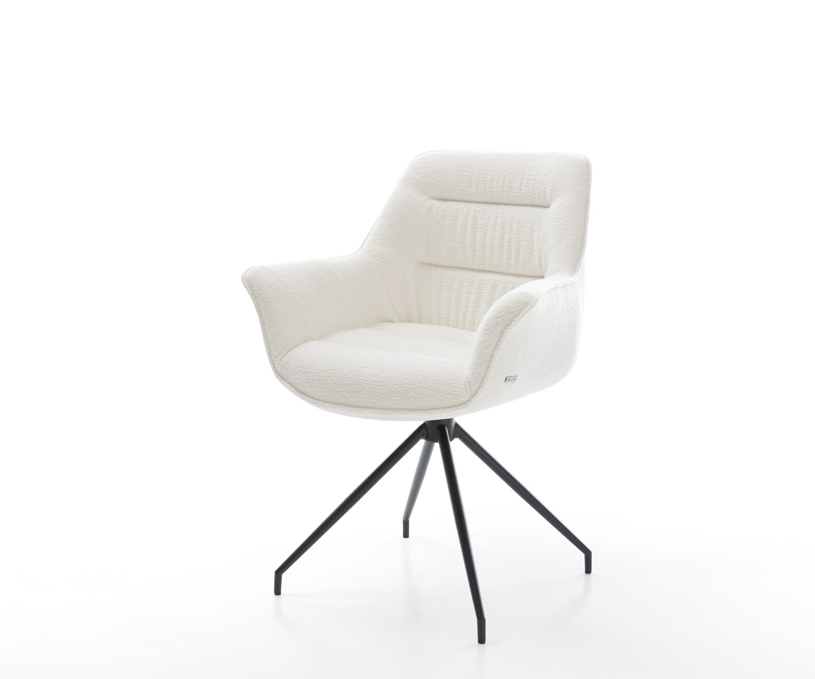 Esszimmerstuhl Kaira-Flex Bouclé Soft Beige Kreuzgestell konisch Schwarz