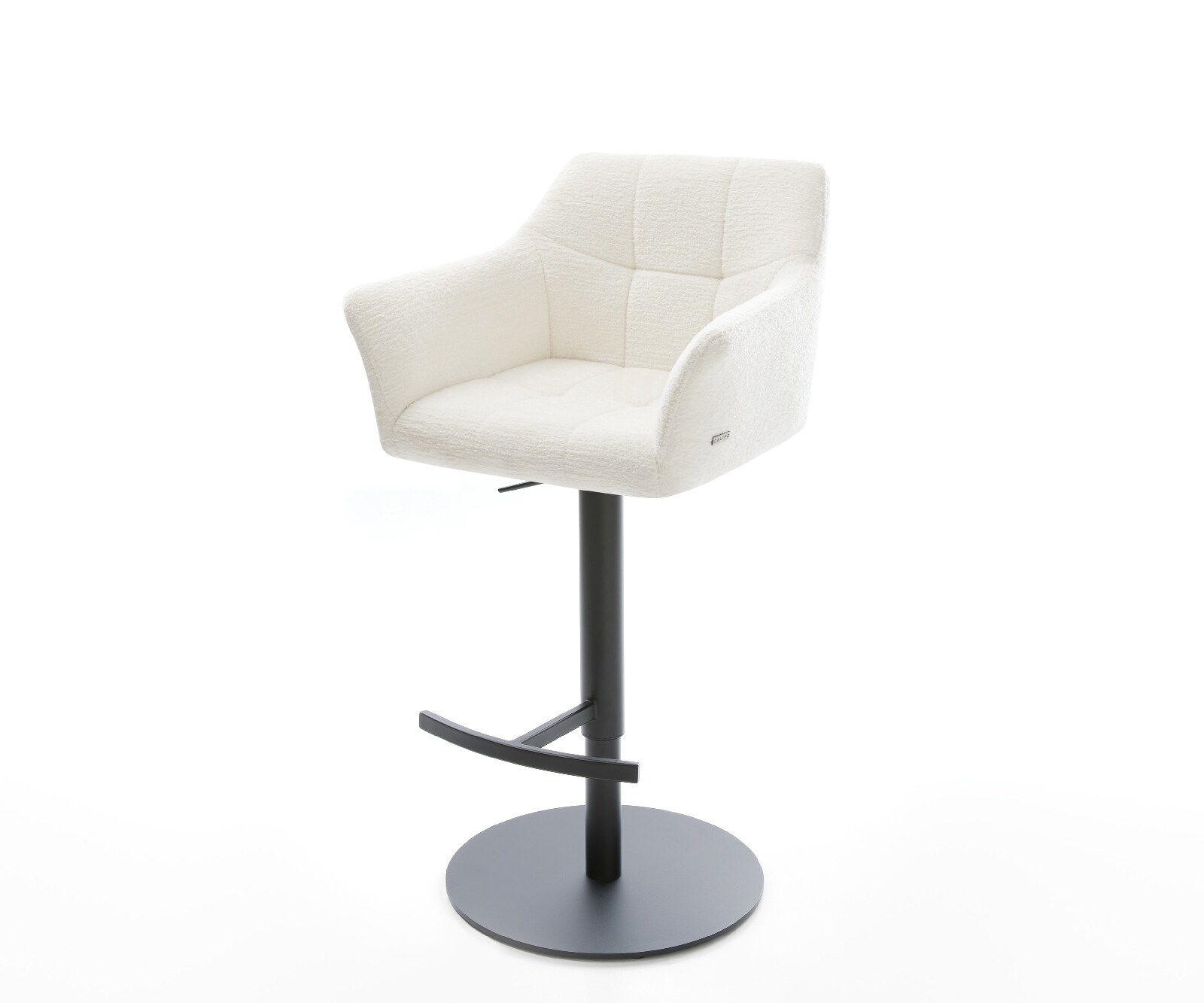 Barstuhl Yulo-Flex Bouclé Soft Beige Drehfuß höhenverstellbar Metall Schwarz