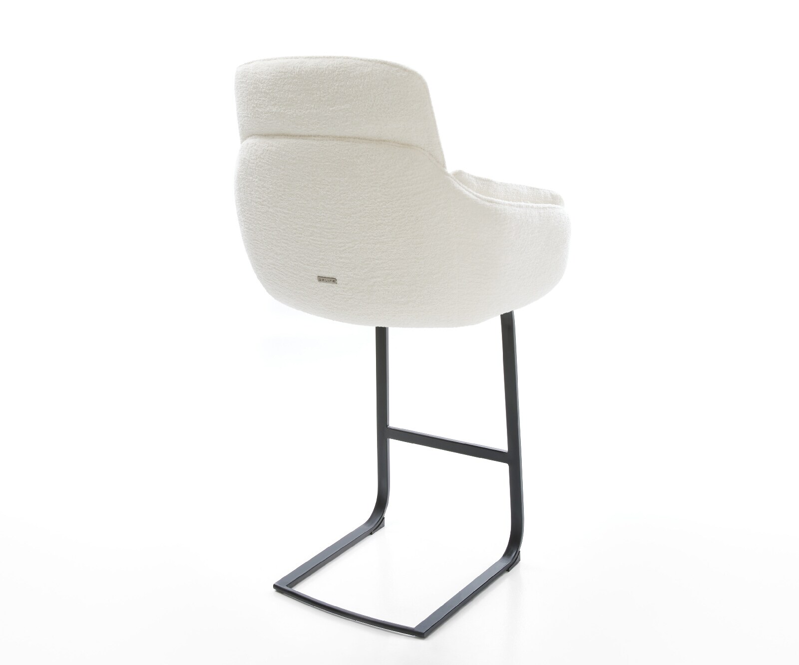 Barstuhl Luan-Flex Bouclé Soft Beige Freischwinger Flach Metall Schwarz 5