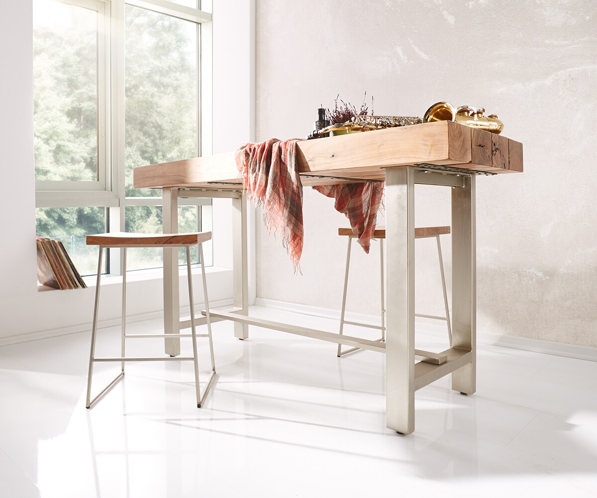 Table-bar Blokk 165x60 cm cadre métallique acacia nature 2