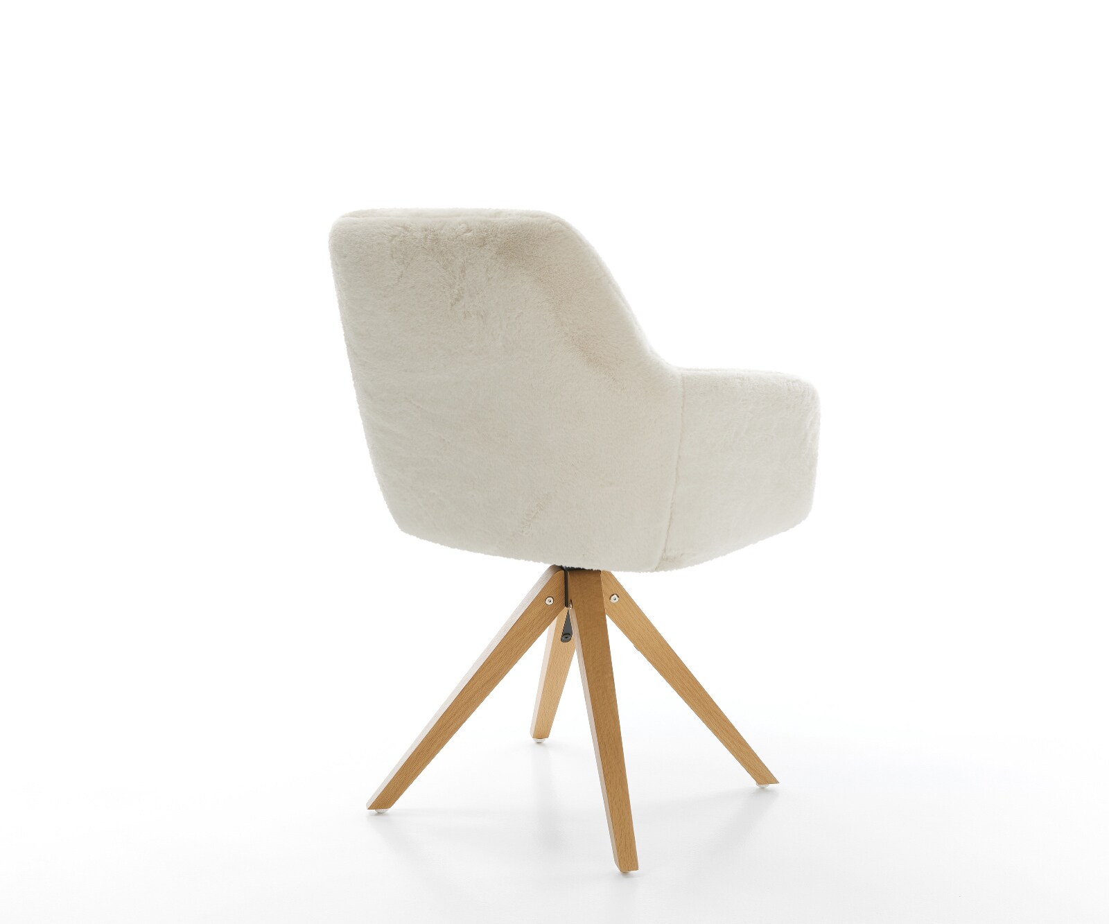 Chaise-pivotante Pejo-Flex peluche crème-blanc pied en bois angulaire naturel pivotement sur 180° resorts ensachés 5