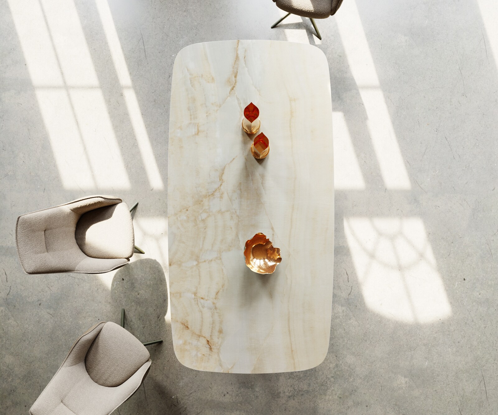 Table à manger Edge Boot 240x120 cm Céramique Iris FMG Onice Oro piètement en W Métal Noir 3