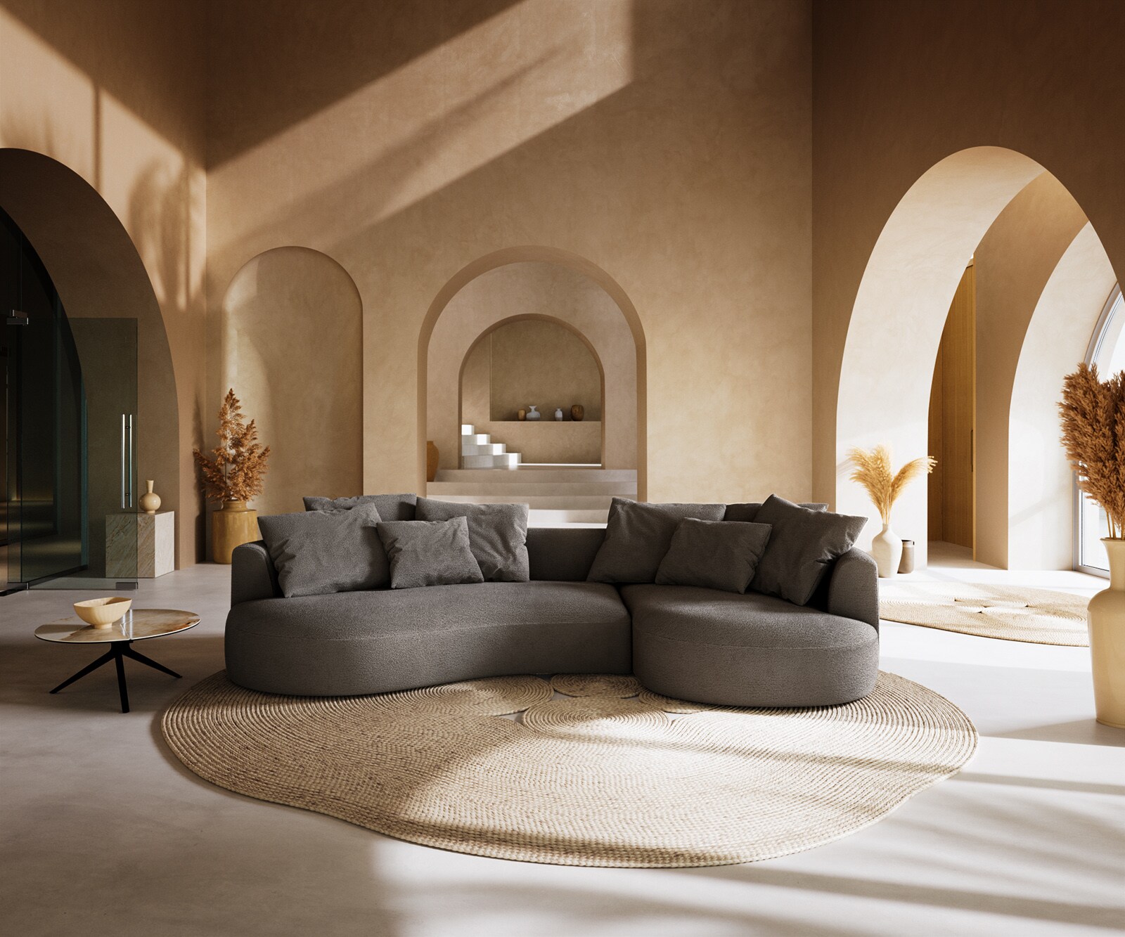 Grand-canapé Edina 330 x 170 cm Bouclé Soft Boue 1