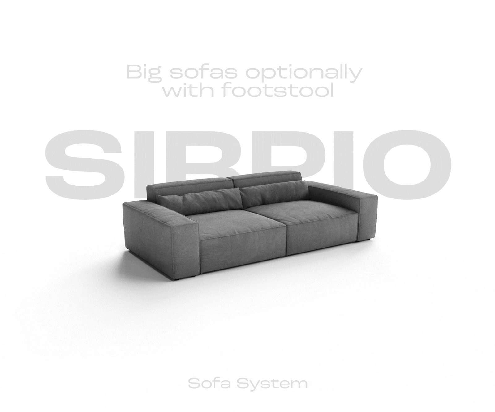 Big-Sofa Sirpio XL 270x130 cm Lederimitat Vintage Anthrazit  mit Hocker 6