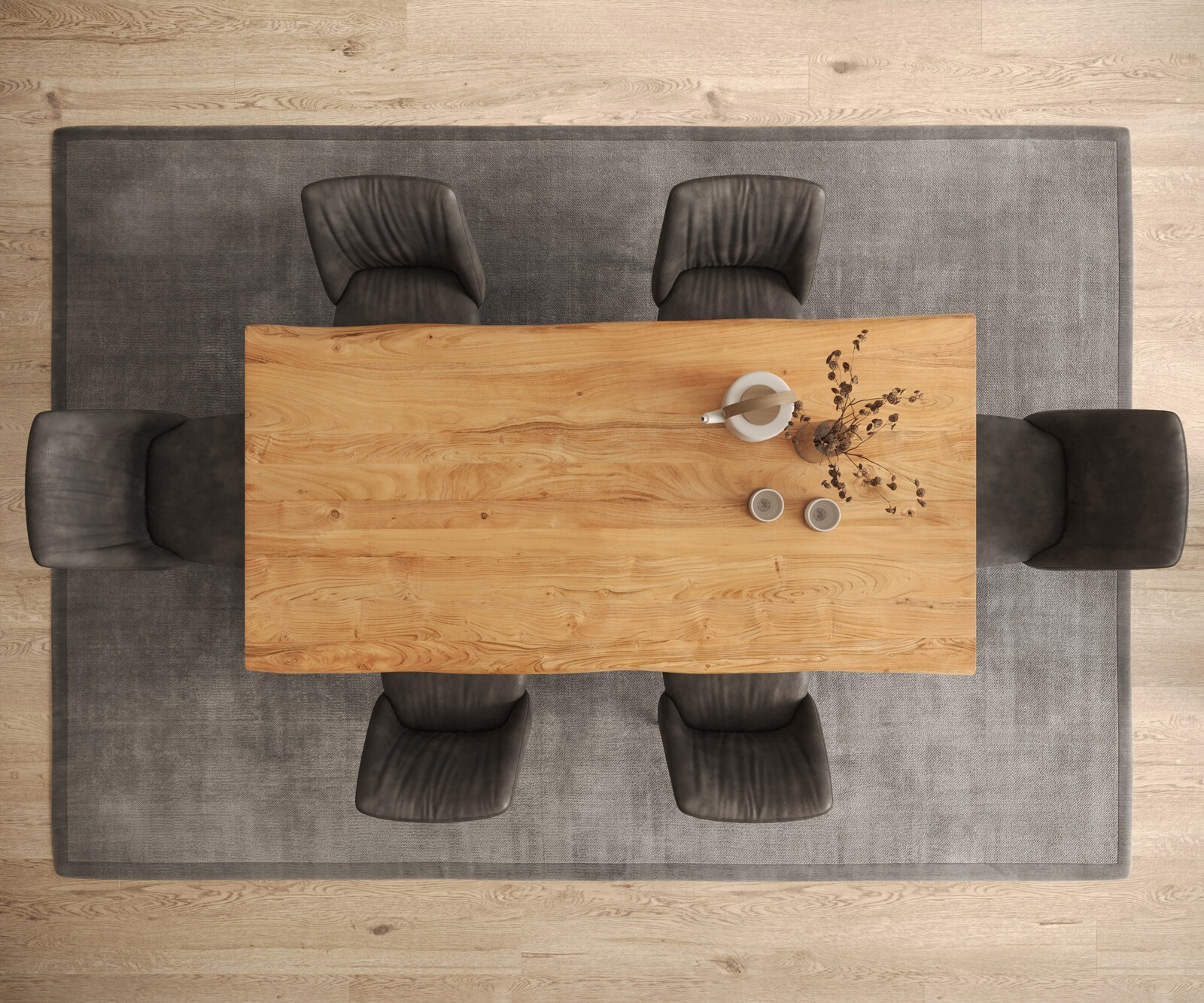 Table à manger Edge 200x100 XL acacia naturee Troa acier inoxydable brossé Live-Edge 5