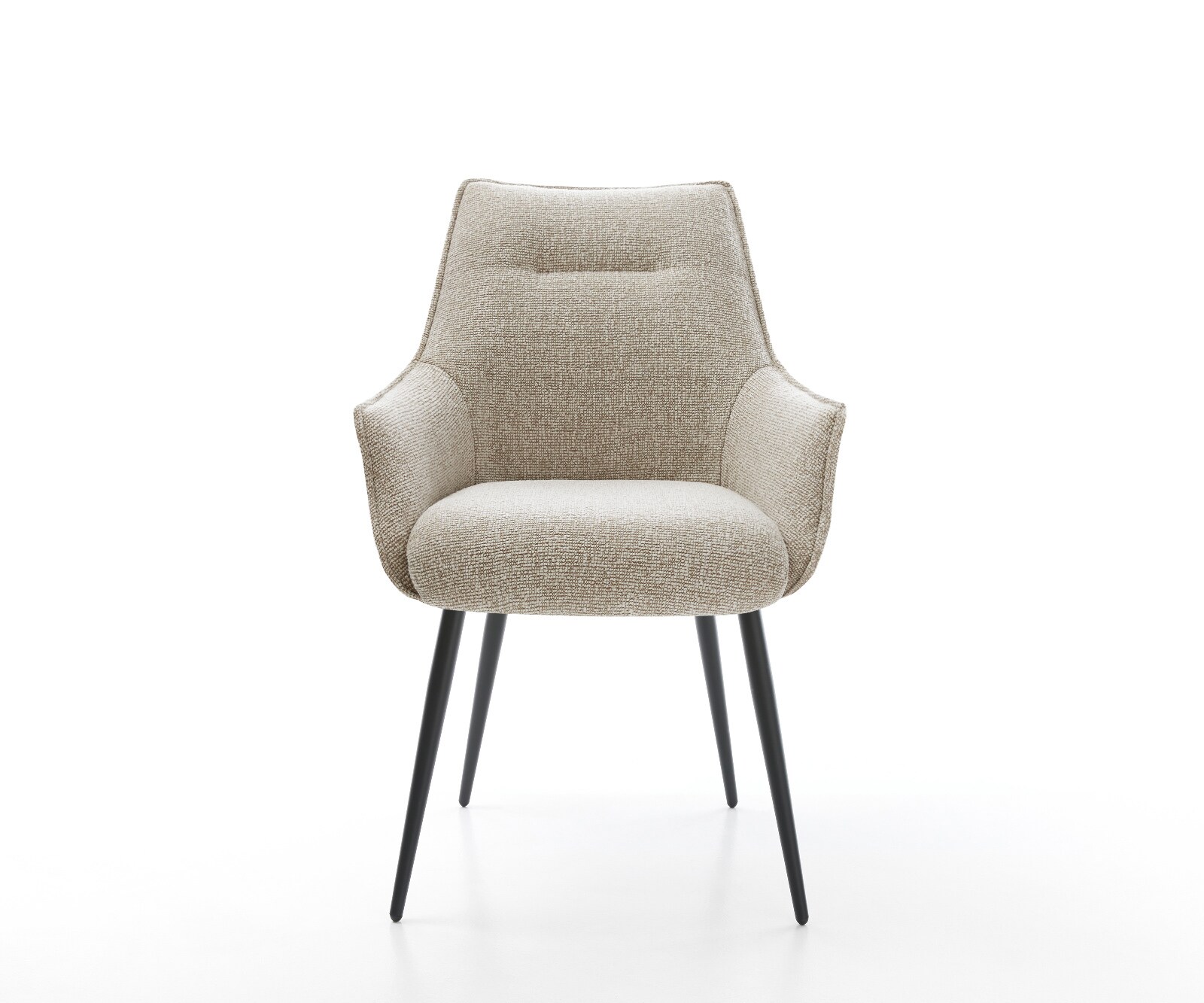 Esszimmerstuhl Alja-Flex mit Armlehnen Webstoff Soft Beige 4-Fuß konisch Schwarz Taschenfederkern 2