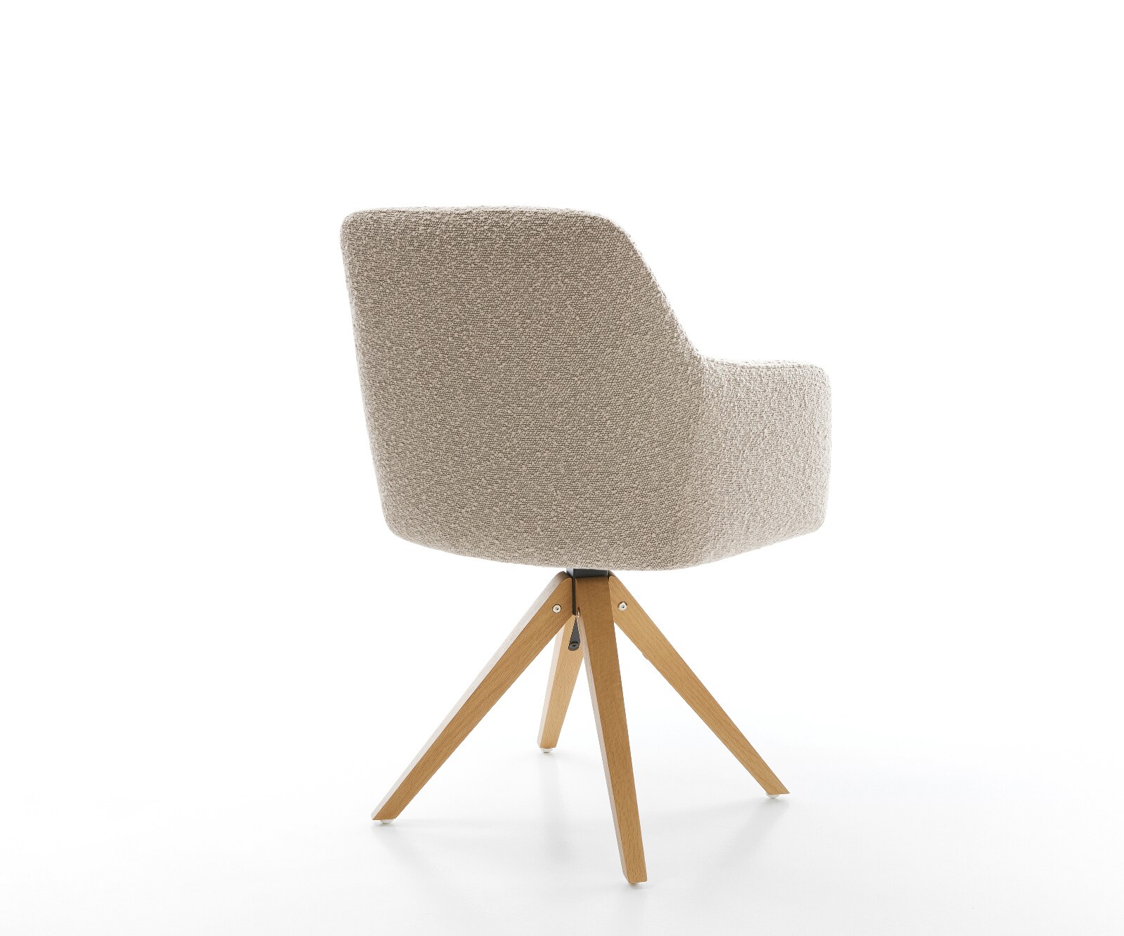 Drehstuhl Greg-Flex Bouclé Schlamm Holzgestell kantig Natur 360° drehbar Taschenfederkern 4