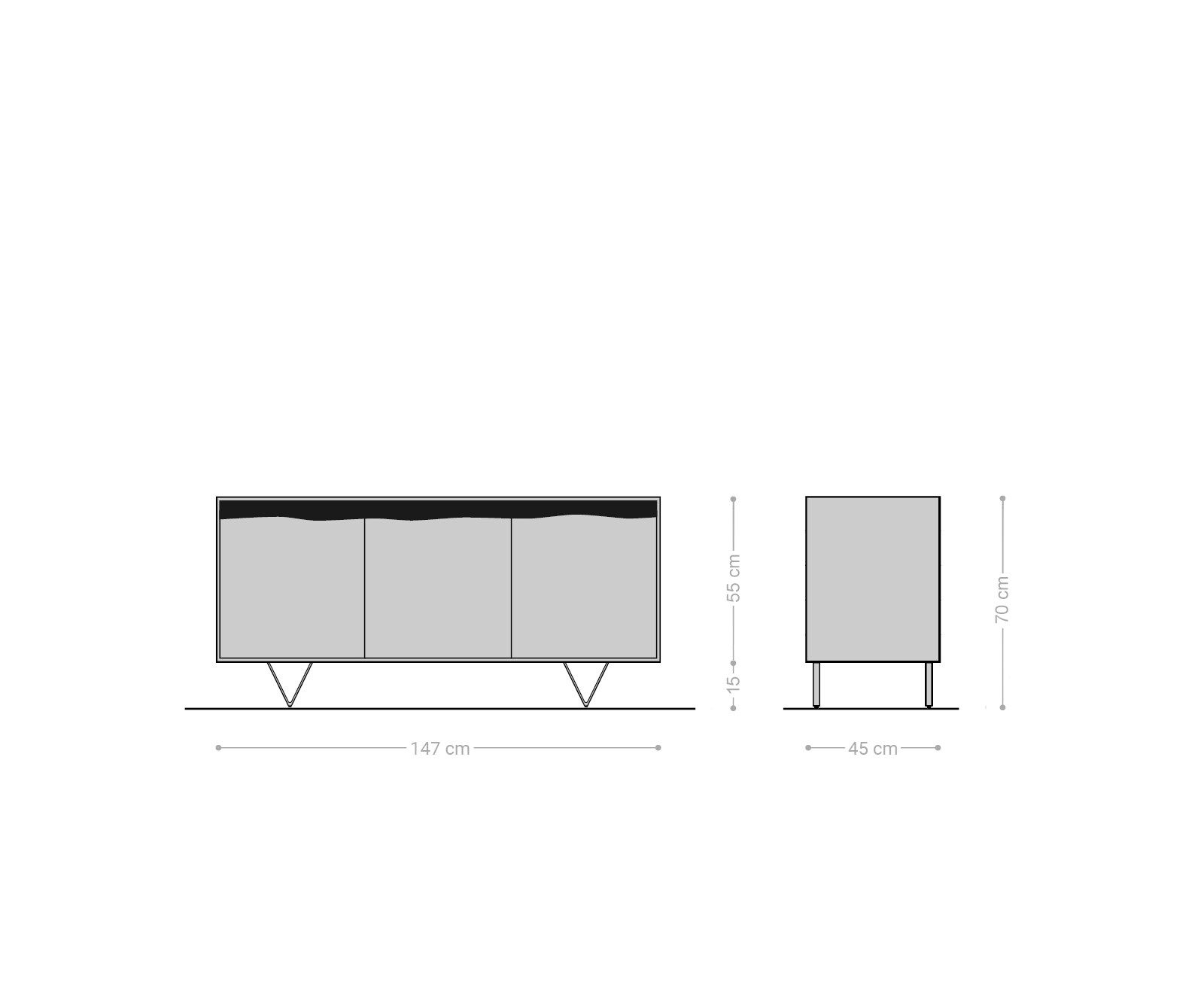 Buffet Stonegrace 147x45 cm acacia naturel 3 portes bord d'arbre 6