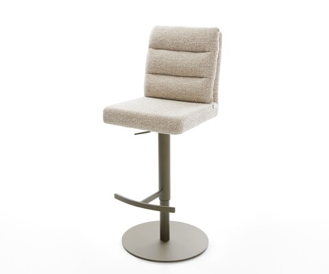 Chaise-de-bar Pela-Flex Tissu tissé doux Beige Pied pivotant réglable en hauteur couleur titane Couleur titane
