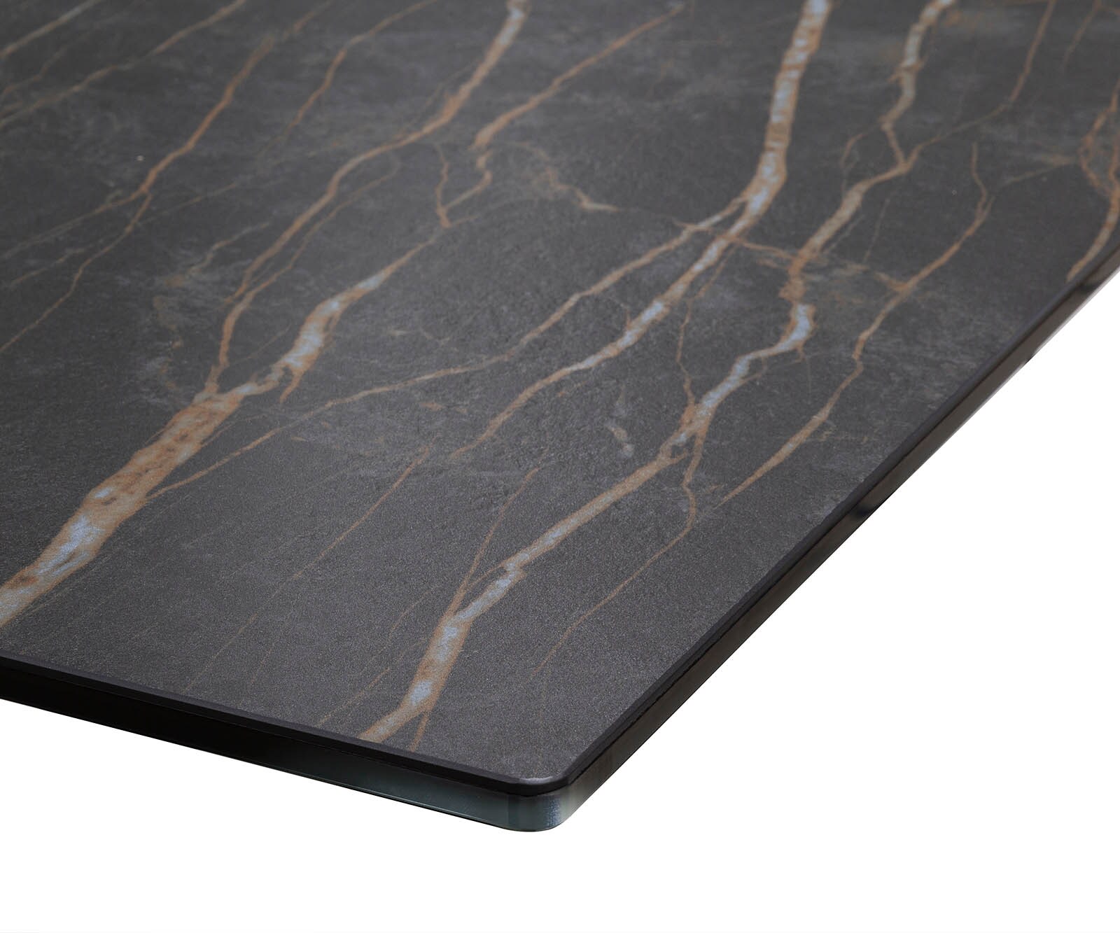 Table-à-manger Edge 200x100 céramique Laminam® noir desir brun métal oblique noir 4