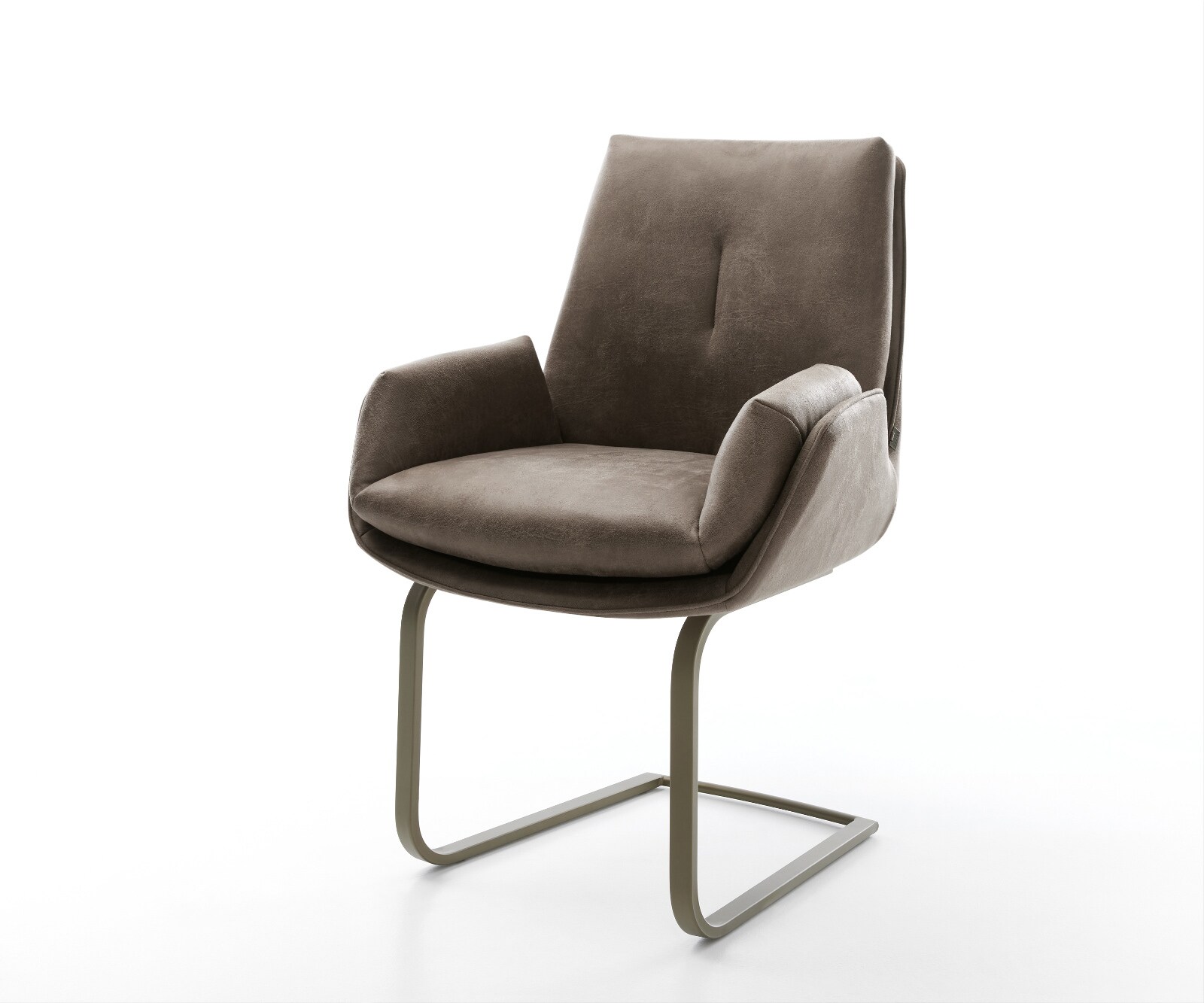 Freischwinger Clea-Flex Mikrofaser Taupe Vintage Freischwinger flach Effektfinish Titan