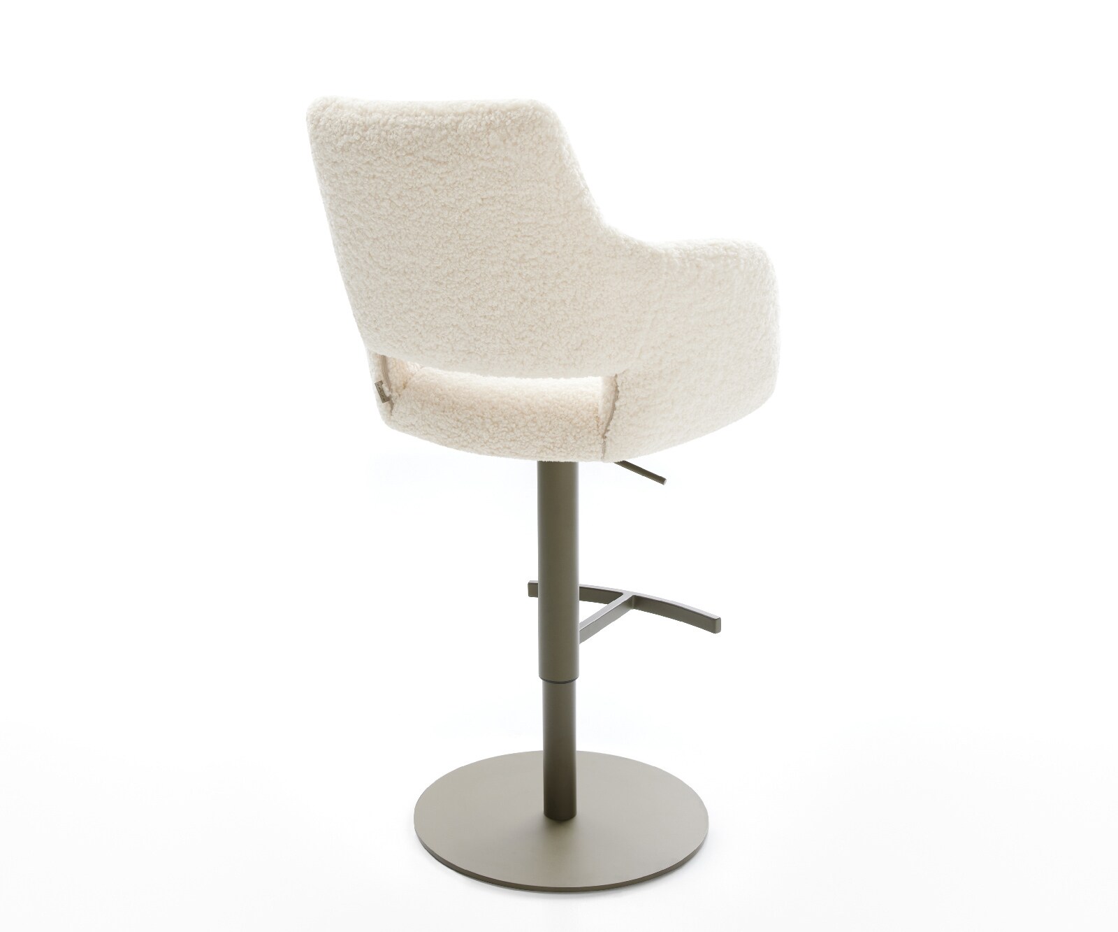 Chaise-de-bar Yago-Flex Tissu teddy Beige Pied pivotant réglable en hauteur couleur titane Couleur titane Ressort ensaché 4