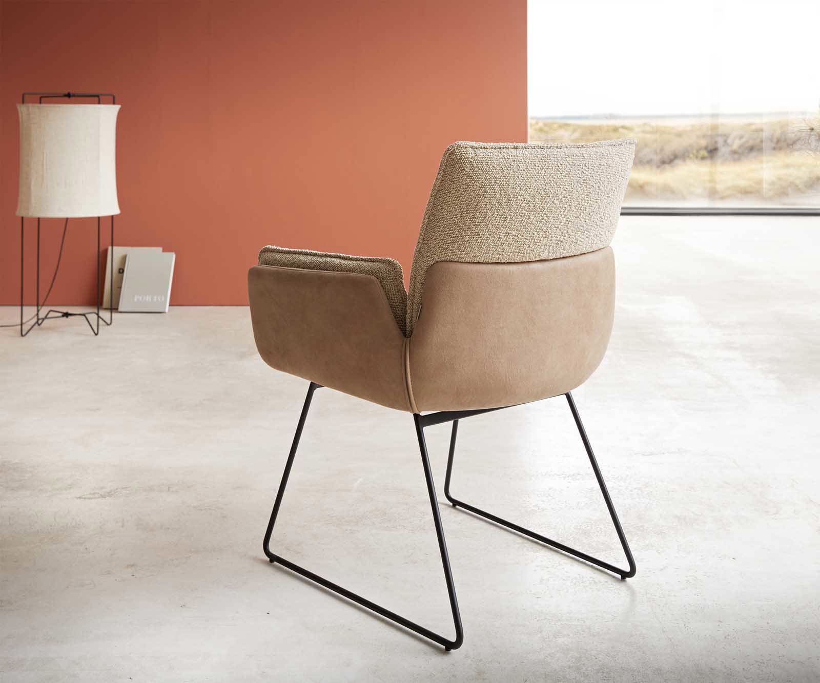 Chaise-de-salle-à-manger Nela-Flex tissu mixte couleur boue pied trapèze noir 4