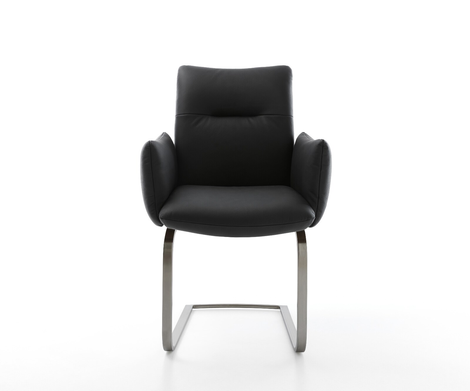 Cantilever Jova-Flex avec accoudoirs cuir de vache noir pied cantilever plat grafiete ressorts ensachés 1