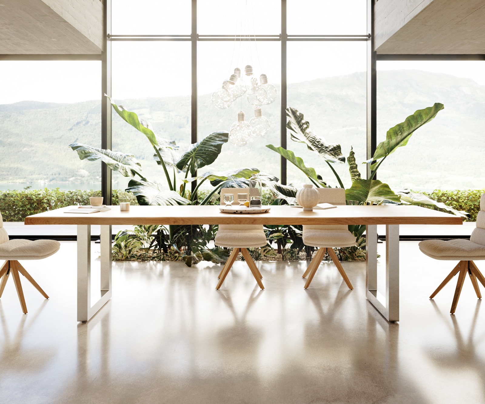 Esstisch Edge 300x100 Eiche Natur Edelstahl Breit Live-Edge 4