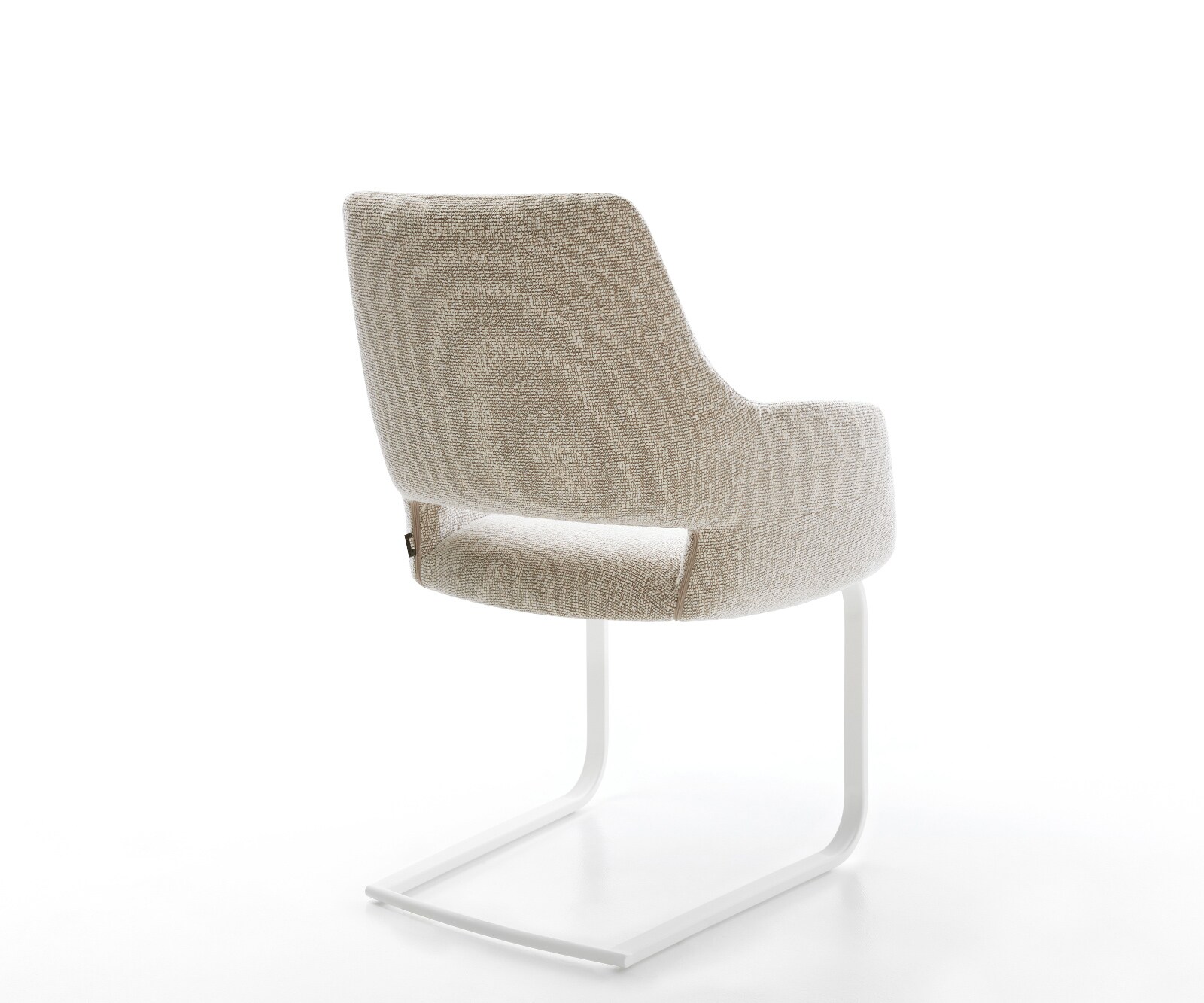 Freischwinger Yago-Flex mit Armlehnen Webstoff Soft Beige Freischwinger flach Weiß Taschenfederkern 4