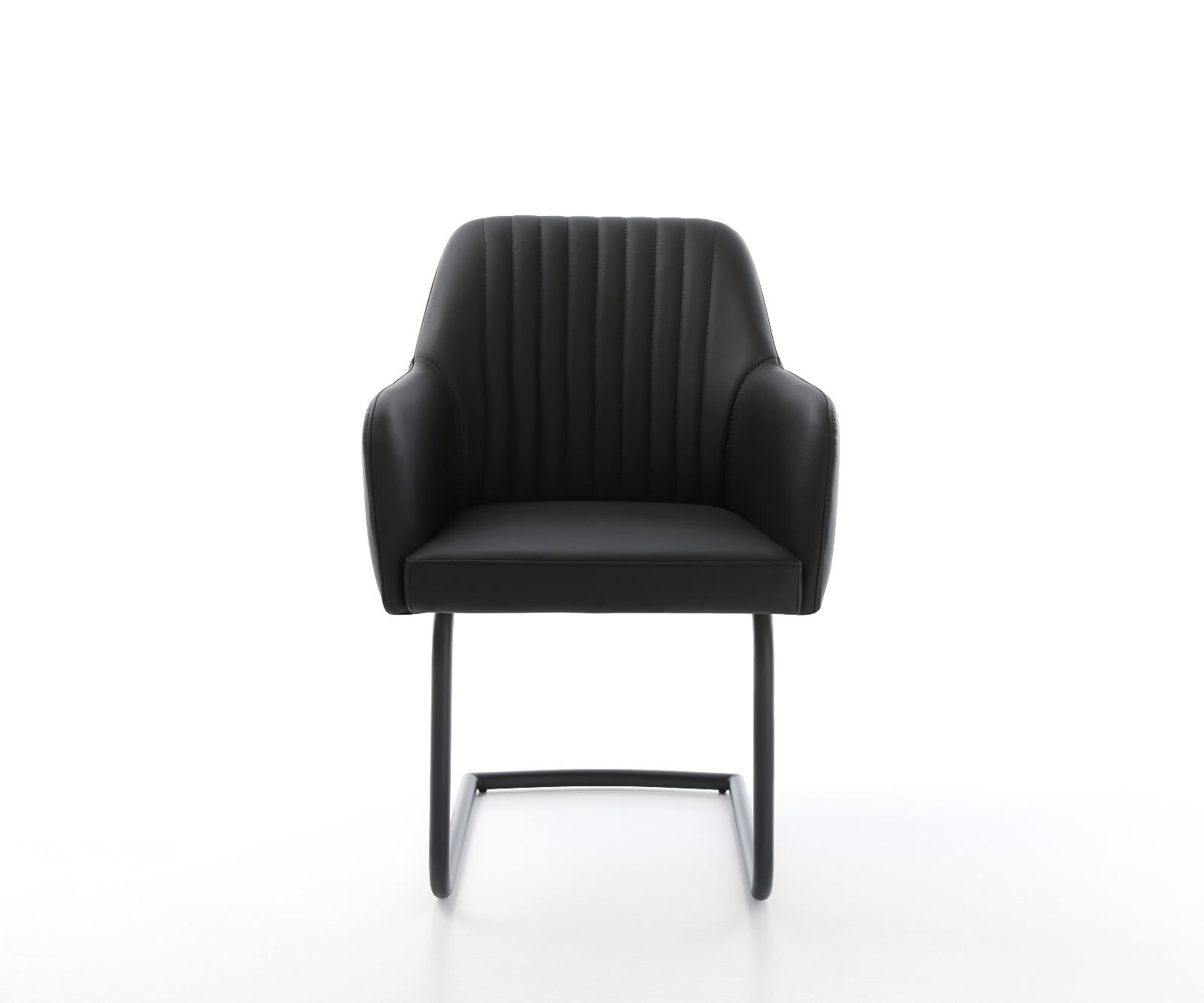 Cantilever Greg-Flex cuir de vache noir pied cantilever rond noir ressorts ensachés 2