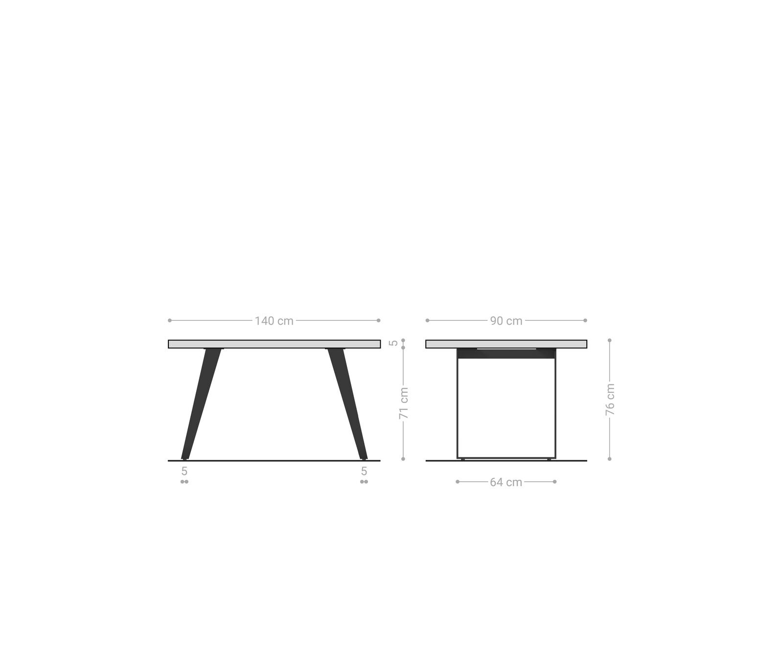 Table-à-manger Edge 140x90 XL acacia nature acier inoxydable incliné Live-Edge 6