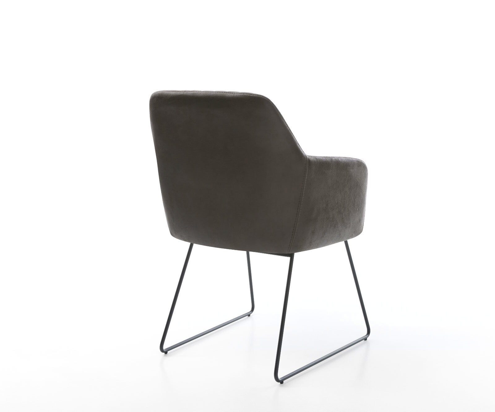Chaise-de-salle-à-manger Greg-Flex microvelours anthracite vintage pied trapèze noir ressorts ensachés 4