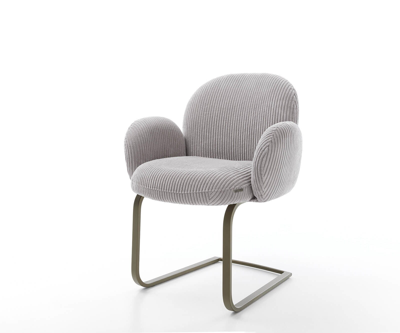 Freischwinger Nube-Flex mit Armlehnen Cord Silbergrau Freischwinger flach Effektfinish Titan Taschenfederkern 1