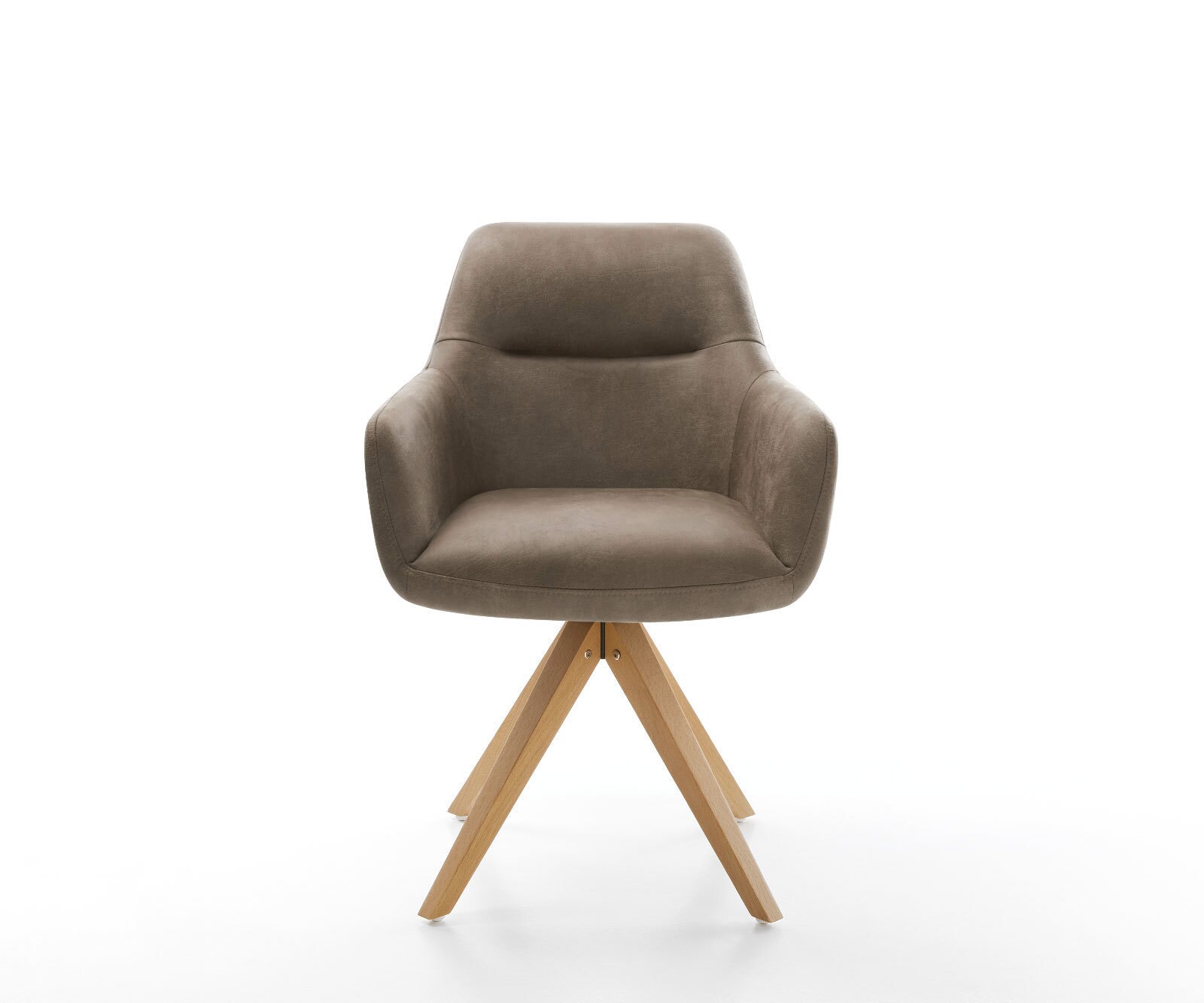 Esszimmerstuhl Pejo-Flex Mikrofaser Taupe Vintage Holzgestell kantig Natur Taschenfederkern 1